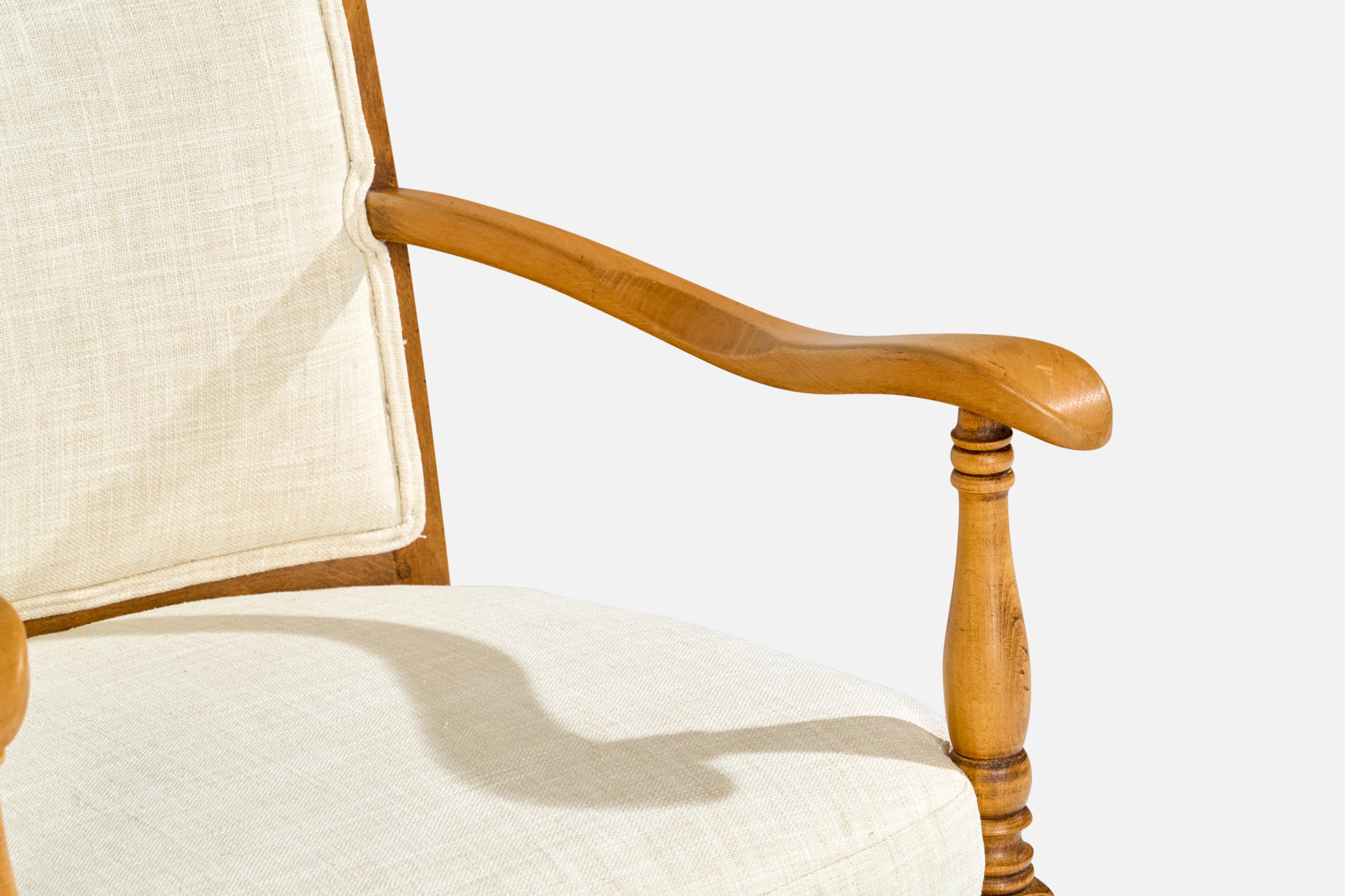 Swedish Designer, Lounge Chairs, Birch, Fabric, Sweden, 1930s en vente 3