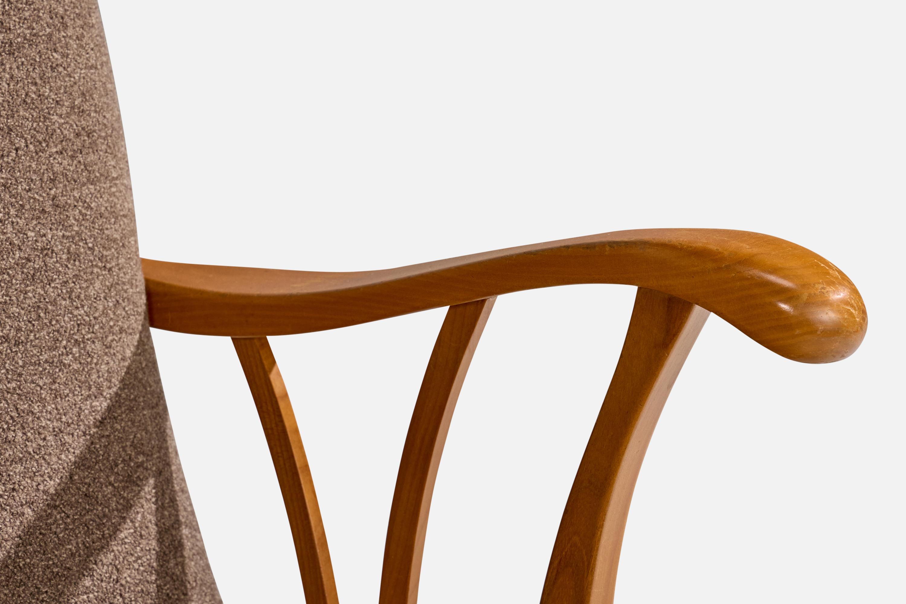 Swedish Designer, Lounge Chairs, Birch, Fabric, Sweden, 1940s For Sale 5