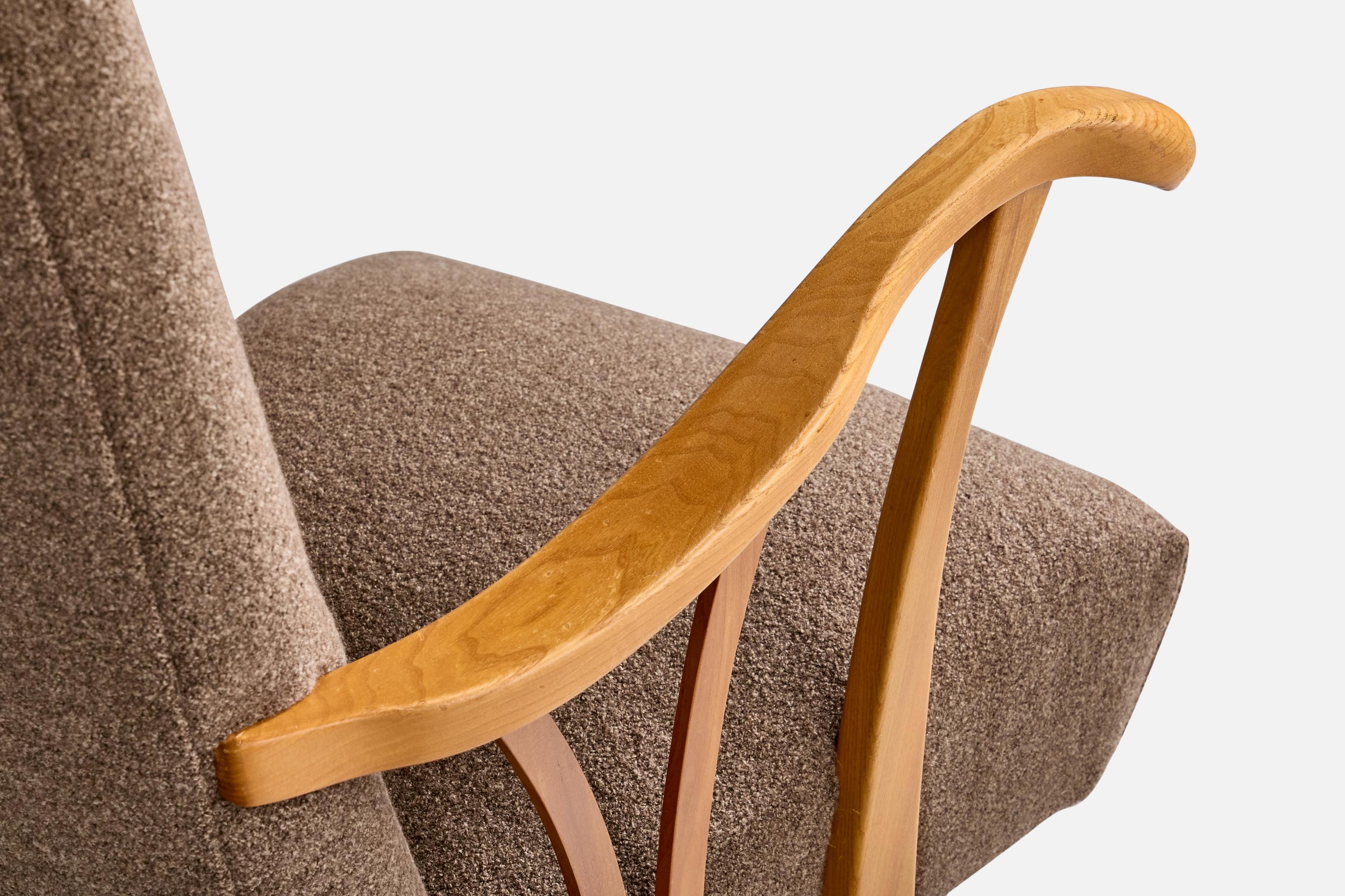 Swedish Designer, Lounge Chairs, Birch, Fabric, Sweden, 1940s For Sale 6