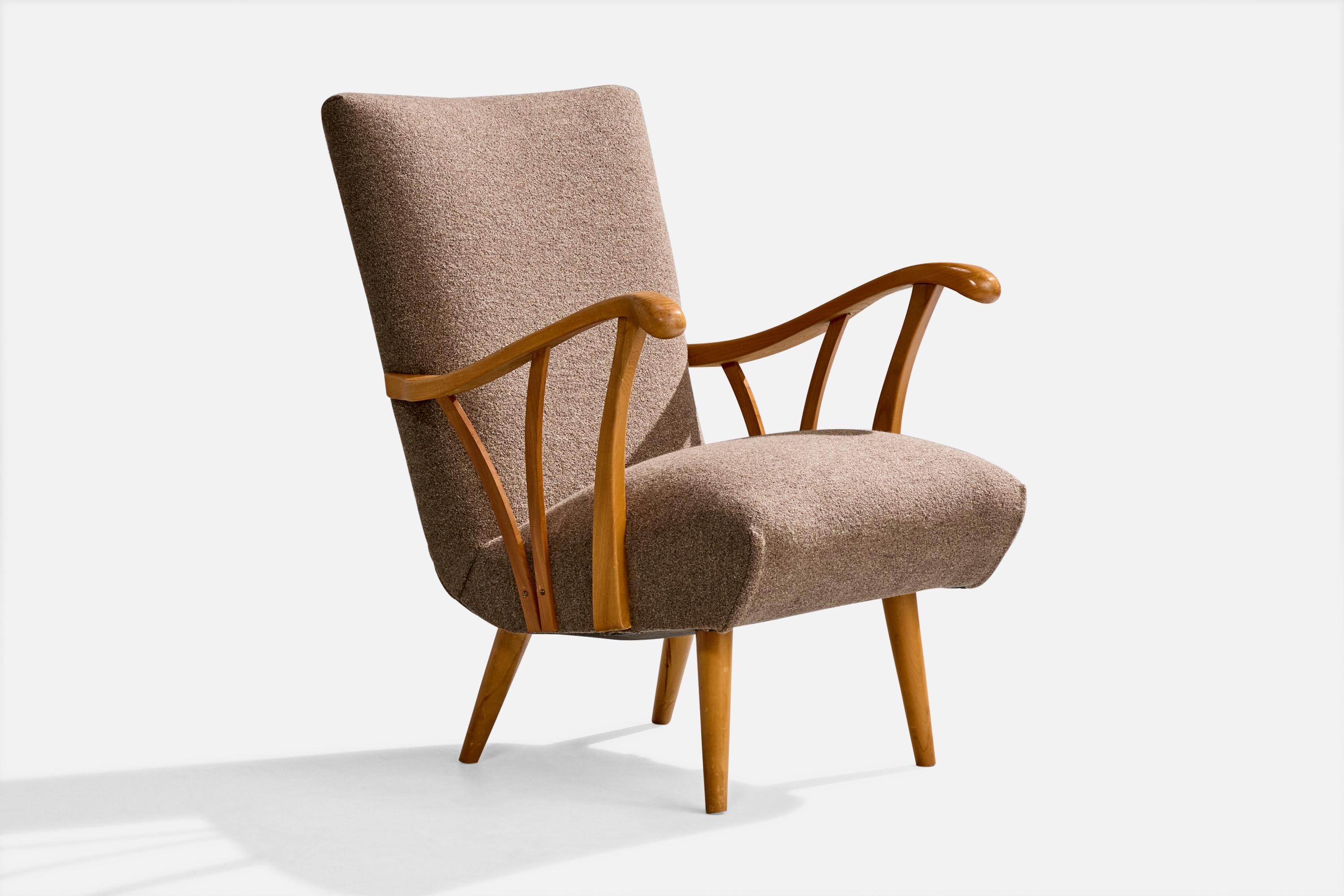 Mid-20th Century Swedish Designer, Lounge Chairs, Birch, Fabric, Sweden, 1940s For Sale