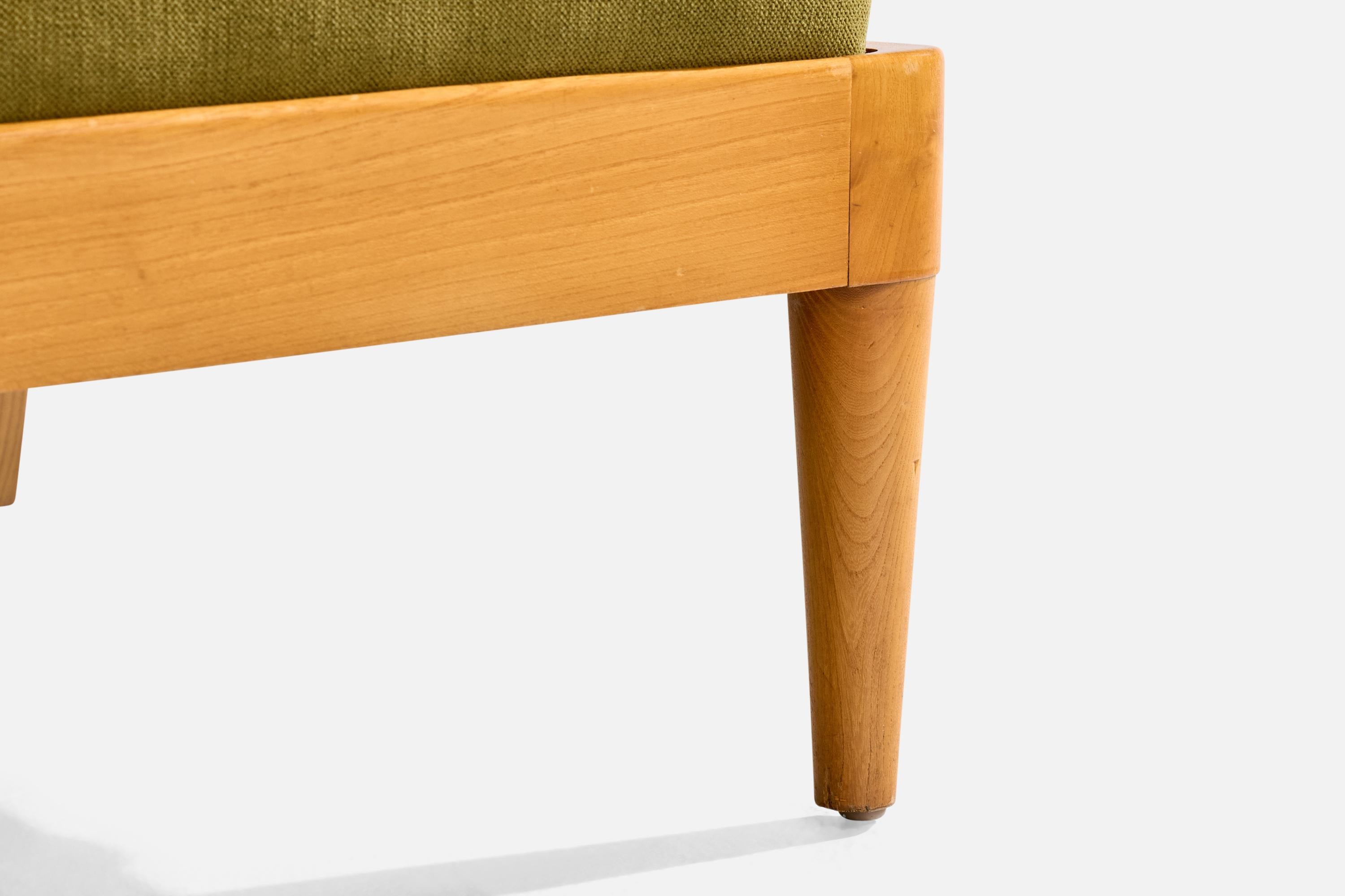 Mid-20th Century Swedish Designer, Lounge Chairs, Elm, Beech, Fabric, Sweden, 1940s For Sale