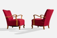 Diseñador sueco, sillas de salón, tela, abedul, Suecia, años 1940