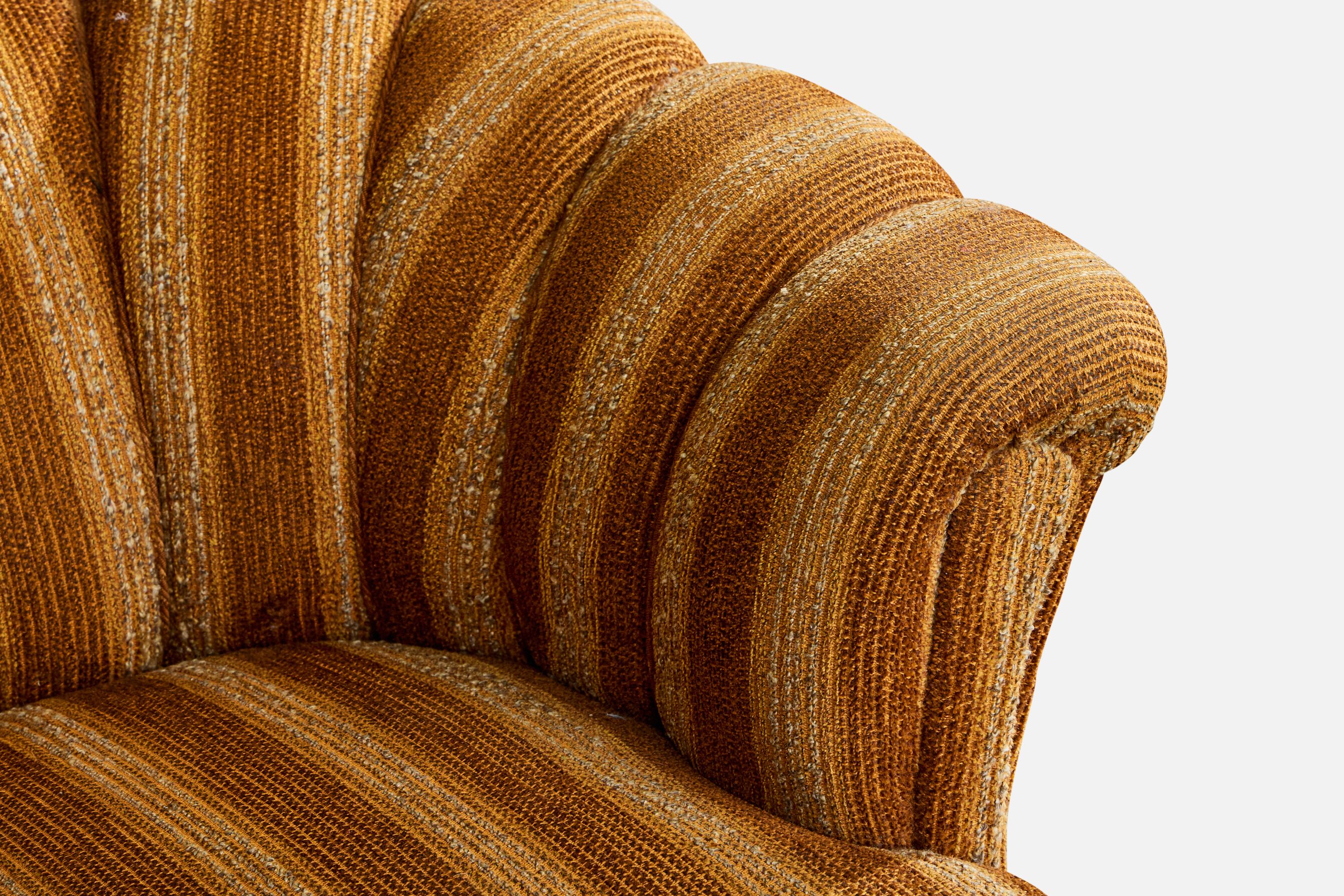 Swedish Designer, Lounge Chairs, Fabric, Wood, Sweden, 1940s en vente 3