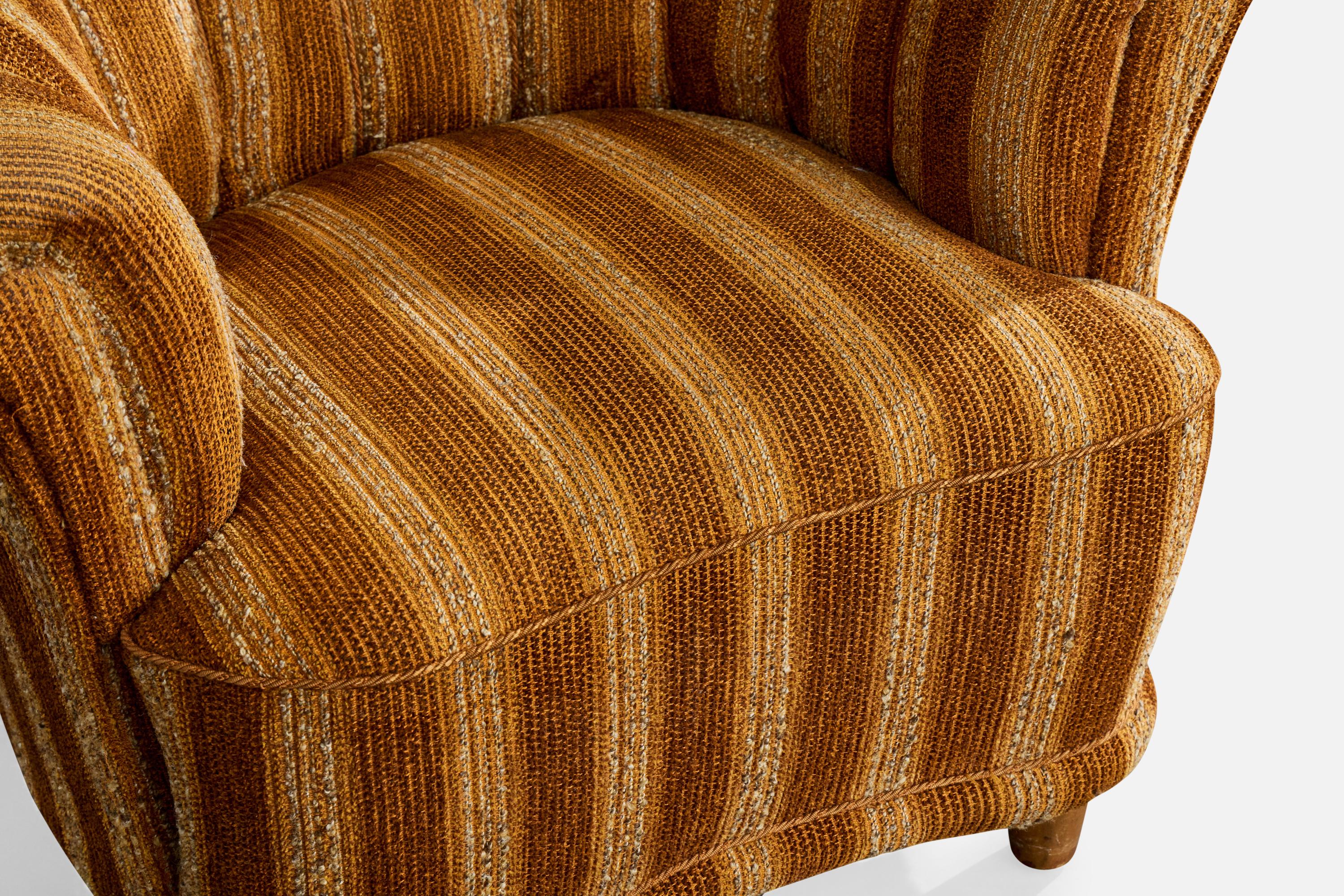 Swedish Designer, Lounge Chairs, Fabric, Wood, Sweden, 1940s en vente 4