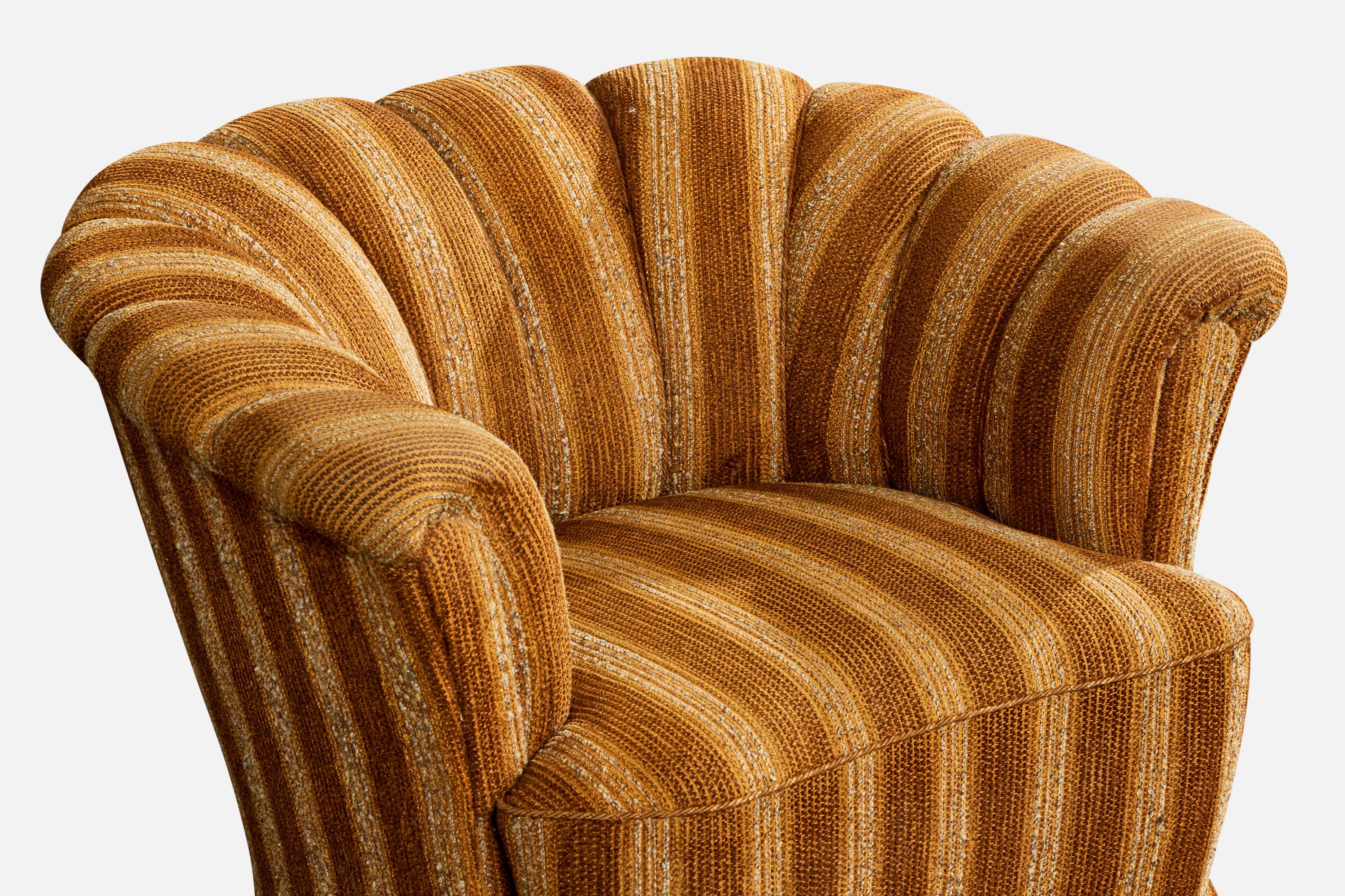 Swedish Designer, Lounge Chairs, Fabric, Wood, Sweden, 1940s en vente 1