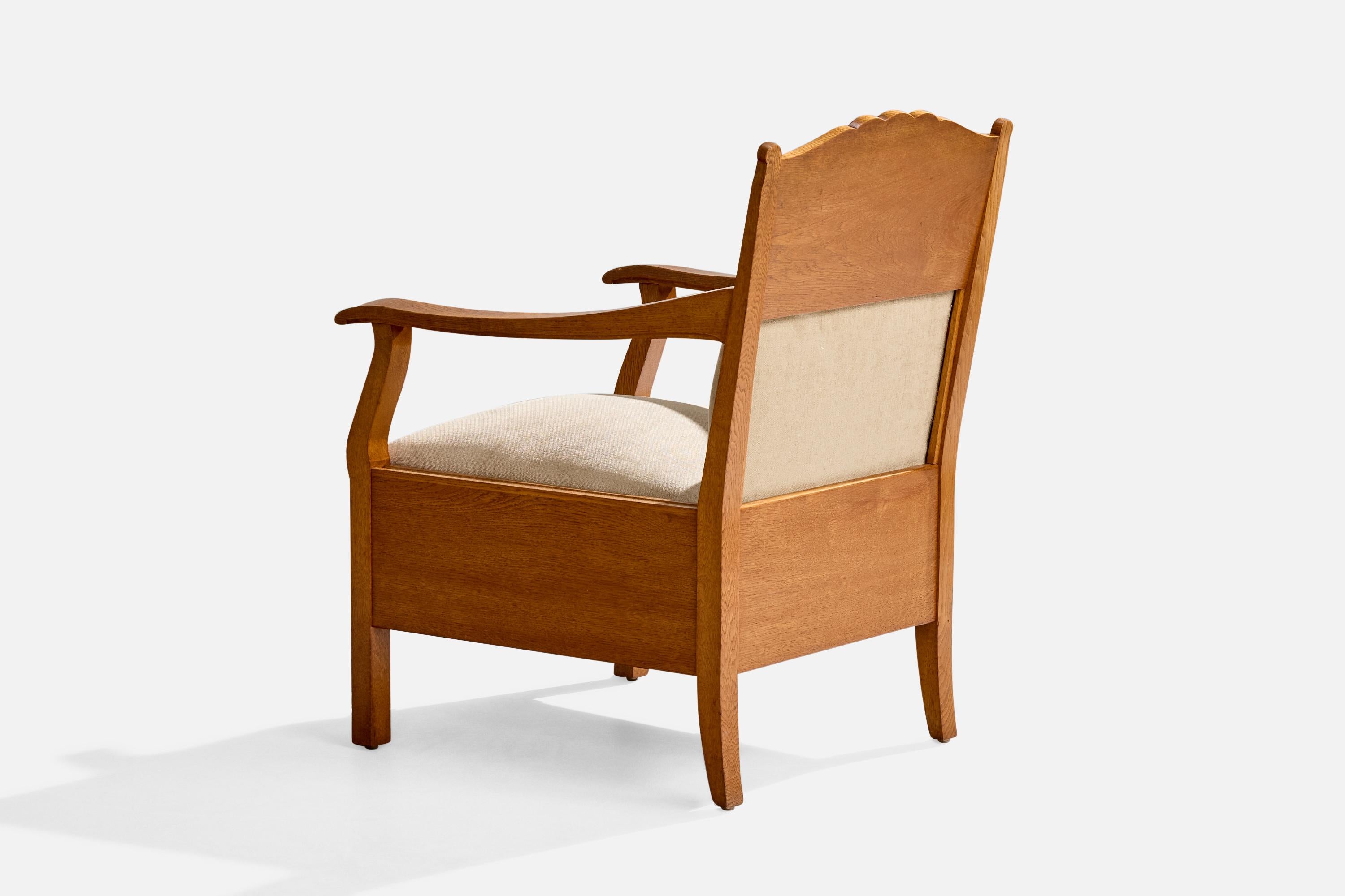Schwedischer Designer, Lounge Chairs, Eiche, Stoff, Schweden, 1900 im Angebot 2
