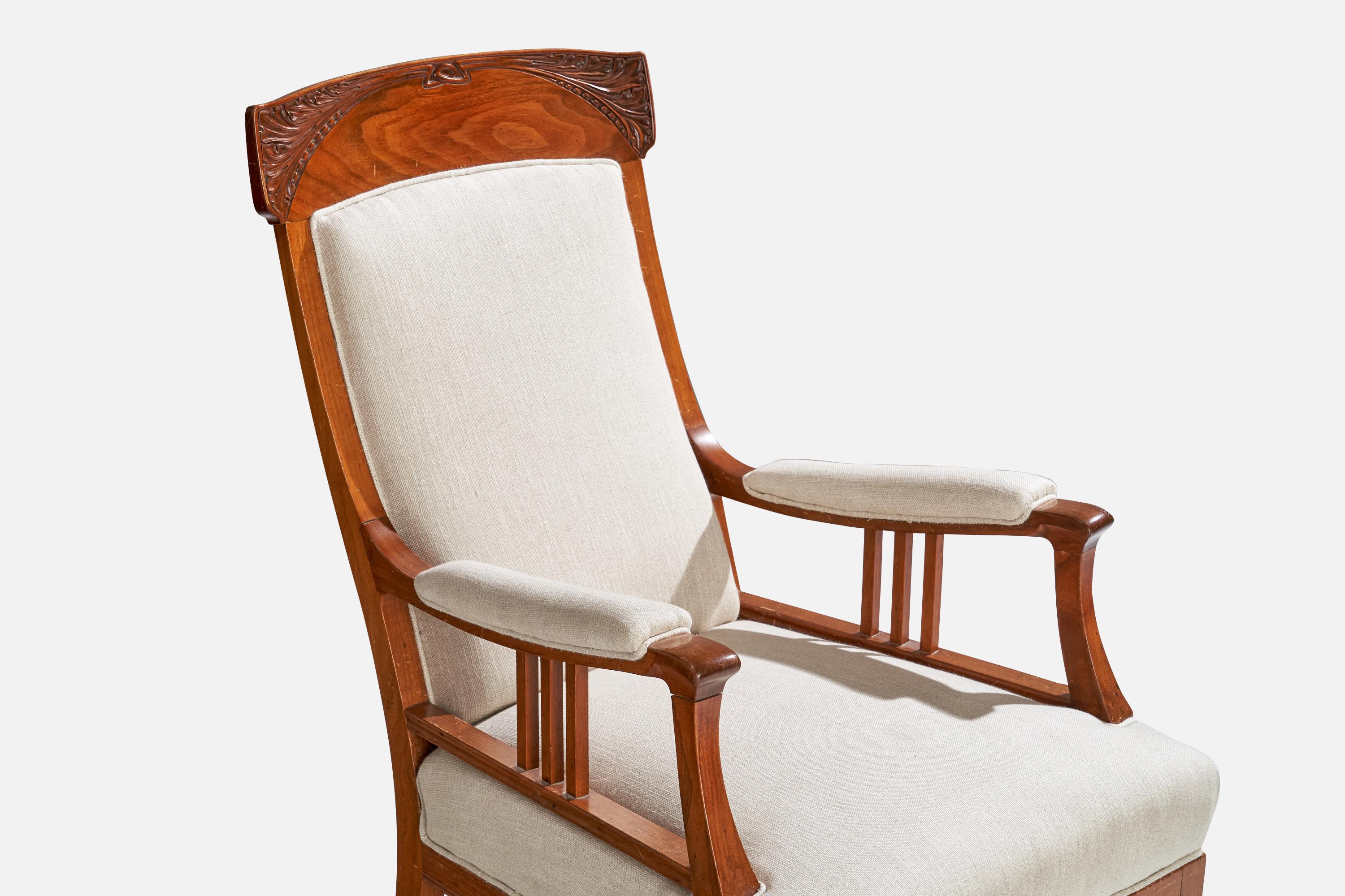 Swedish Designer, Lounge Chairs, Oak, Fabric, Sweden, 1900s 9