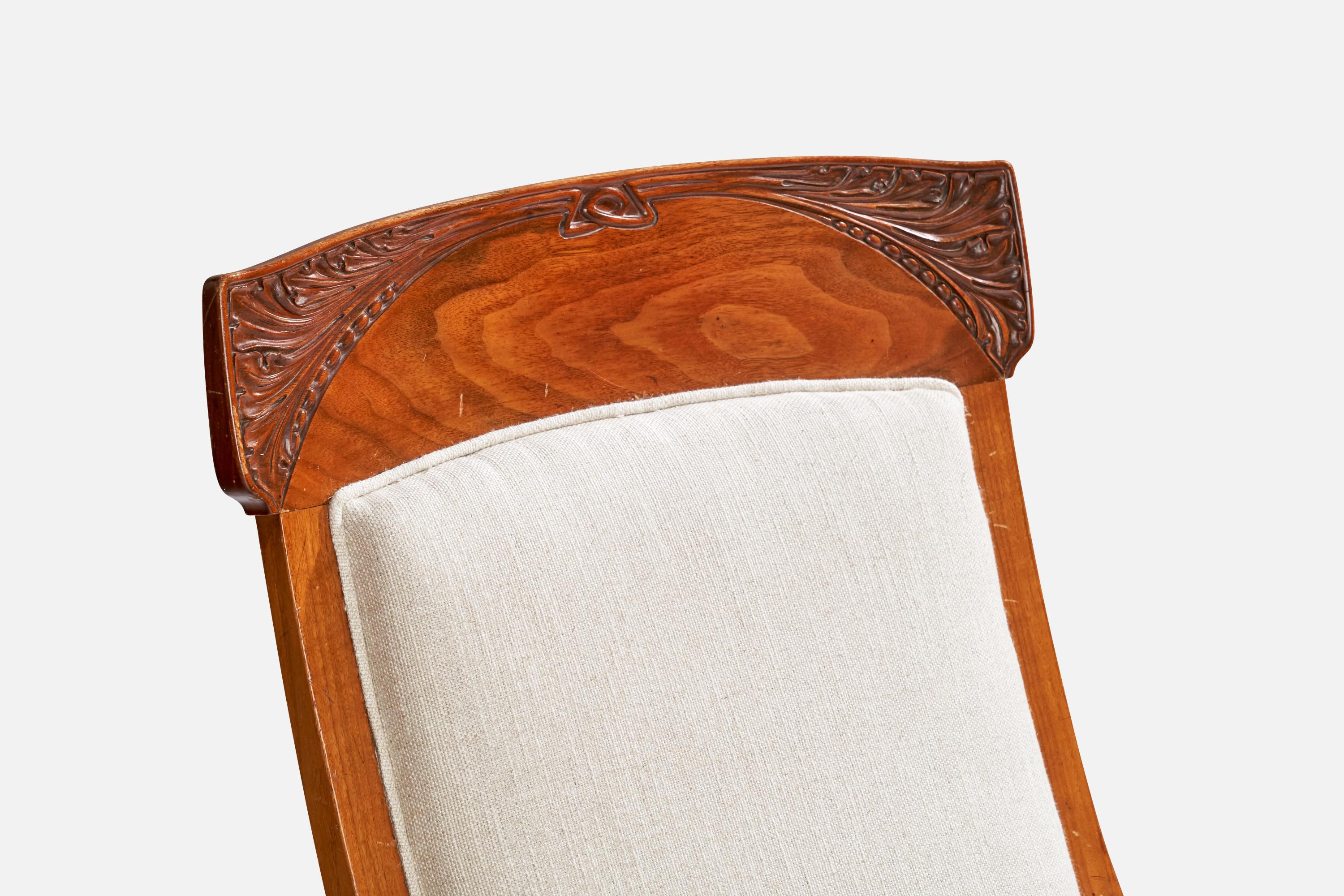 Swedish Designer, Lounge Chairs, Oak, Fabric, Sweden, 1900s 10