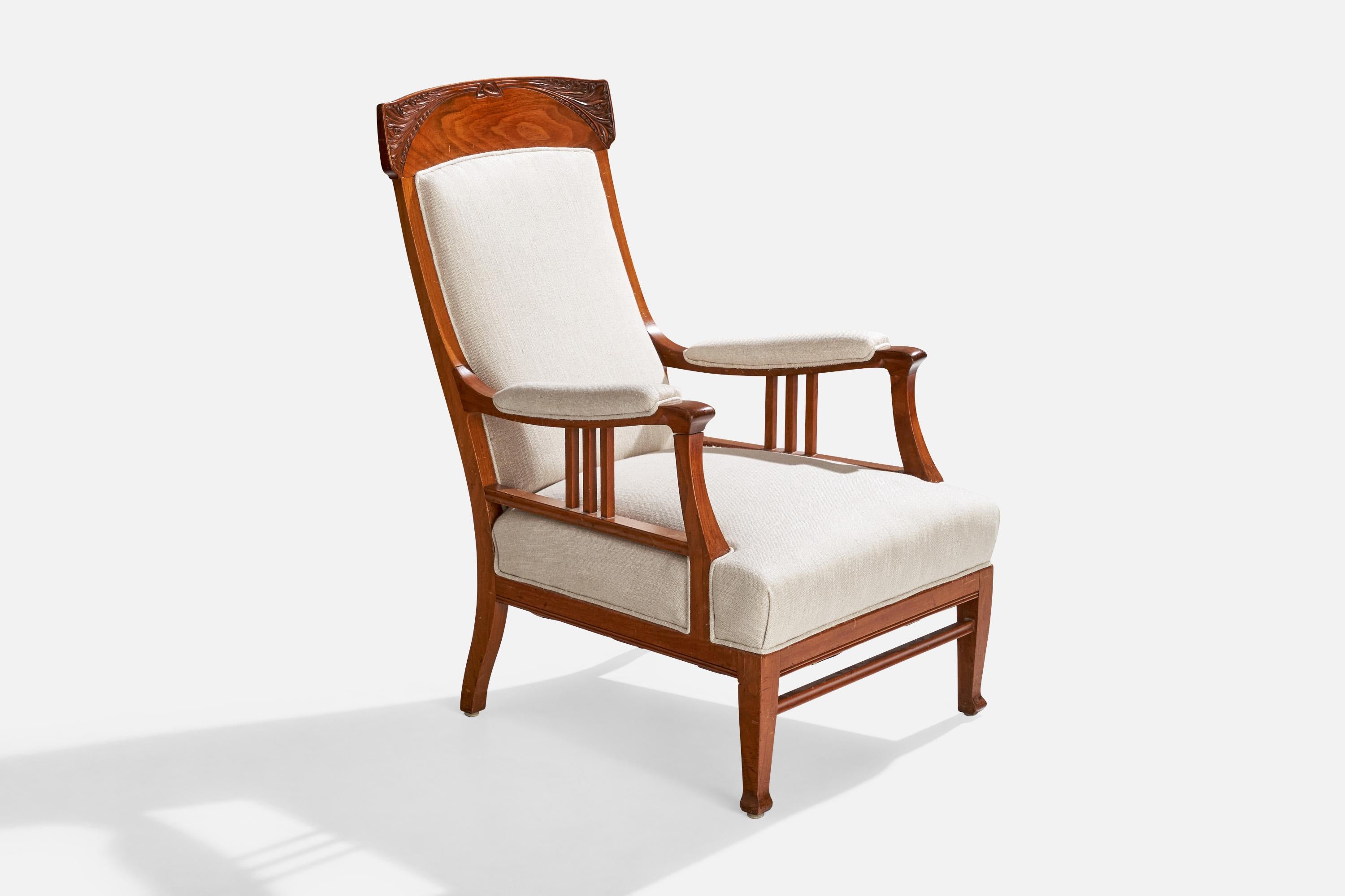 Swedish Designer, Lounge Chairs, Oak, Fabric, Sweden, 1900s In Good Condition In High Point, NC