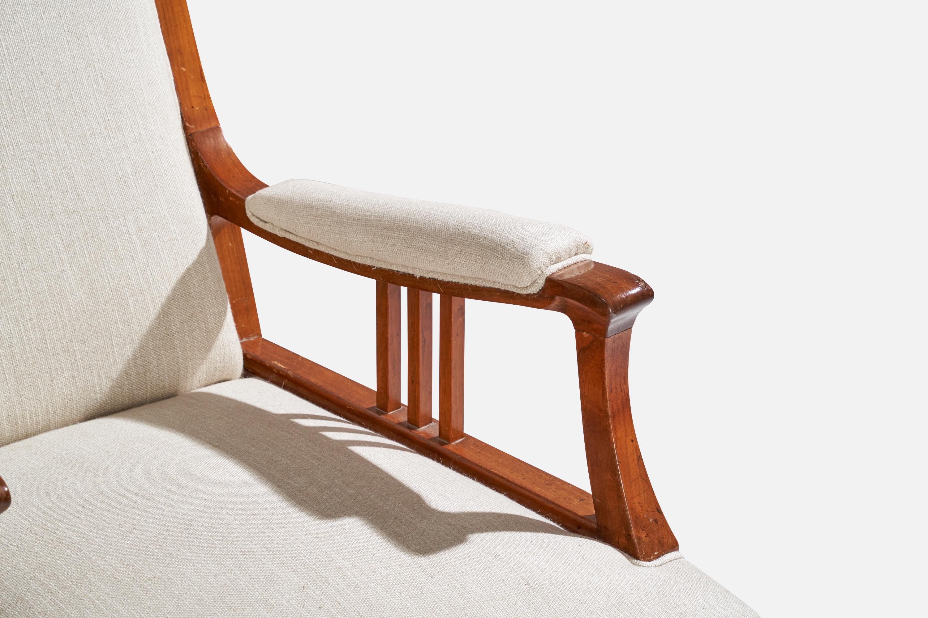 Early 20th Century Swedish Designer, Lounge Chairs, Oak, Fabric, Sweden, 1900s