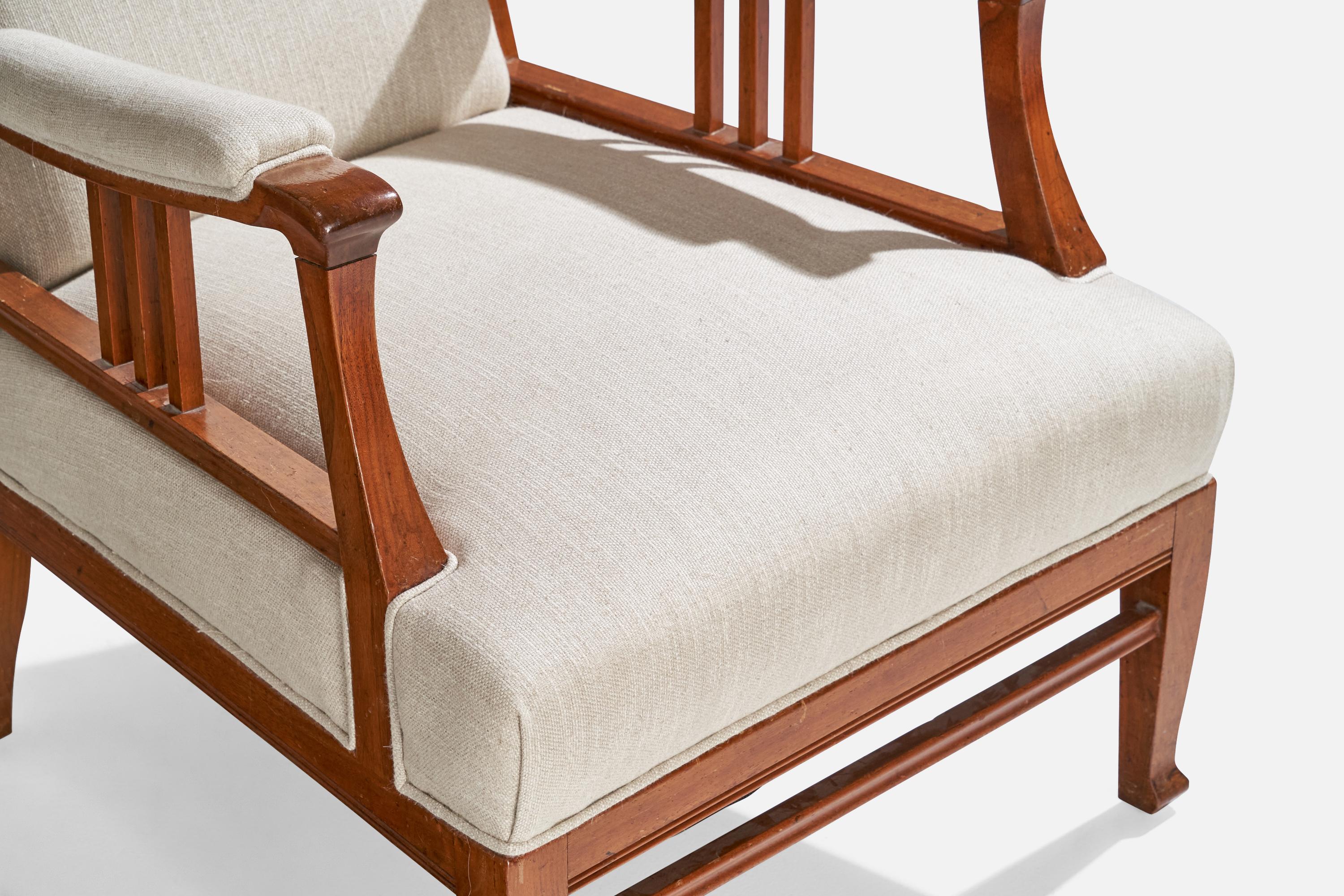Swedish Designer, Lounge Chairs, Oak, Fabric, Sweden, 1900s 1