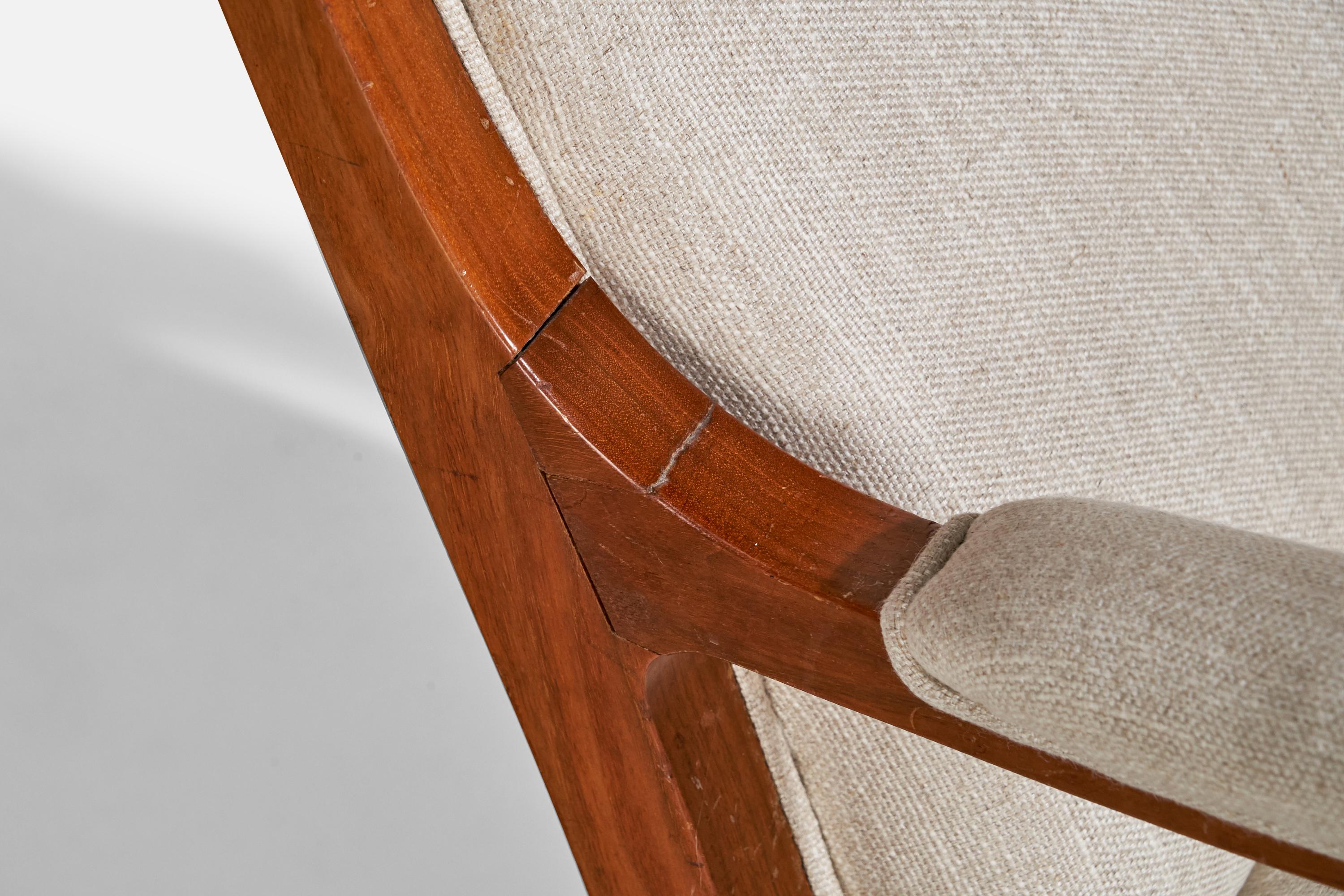 Swedish Designer, Lounge Chairs, Oak, Fabric, Sweden, 1900s 4