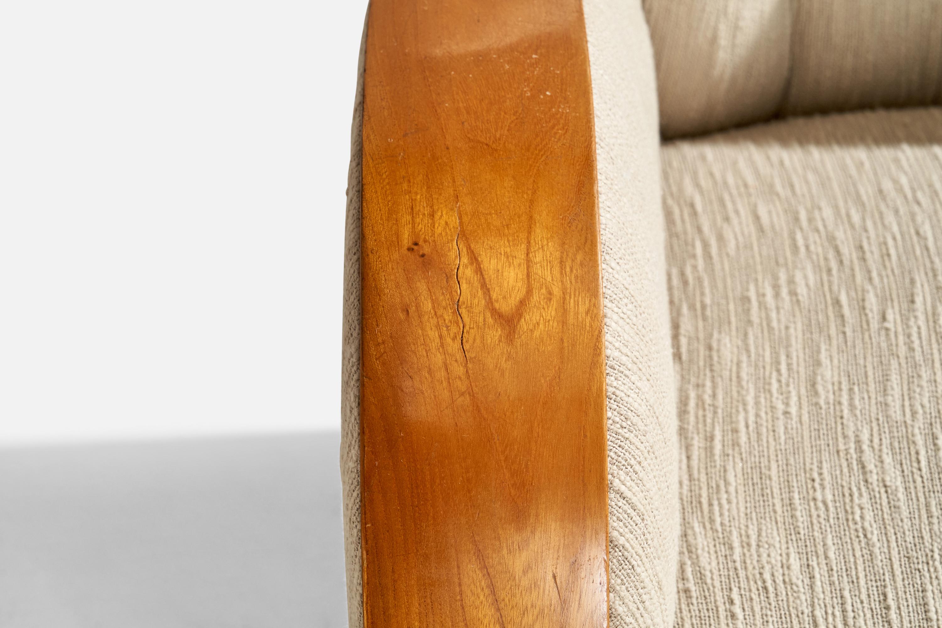 Mid-20th Century Swedish Designer, Lounge Chairs, Oak, Fabric, Sweden, 1930s For Sale