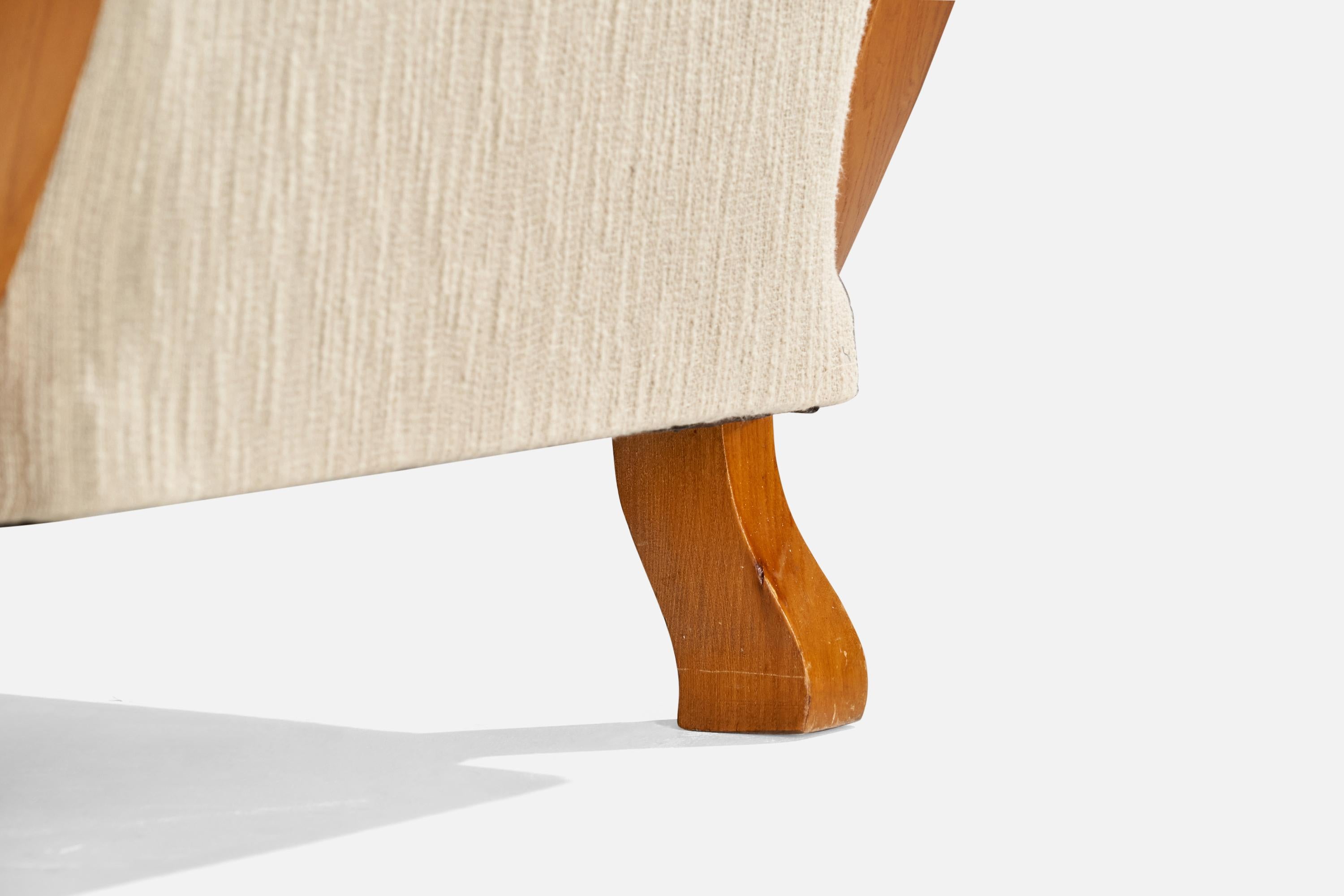 Swedish Designer, Lounge Chairs, Oak, Fabric, Sweden, 1930s For Sale 2