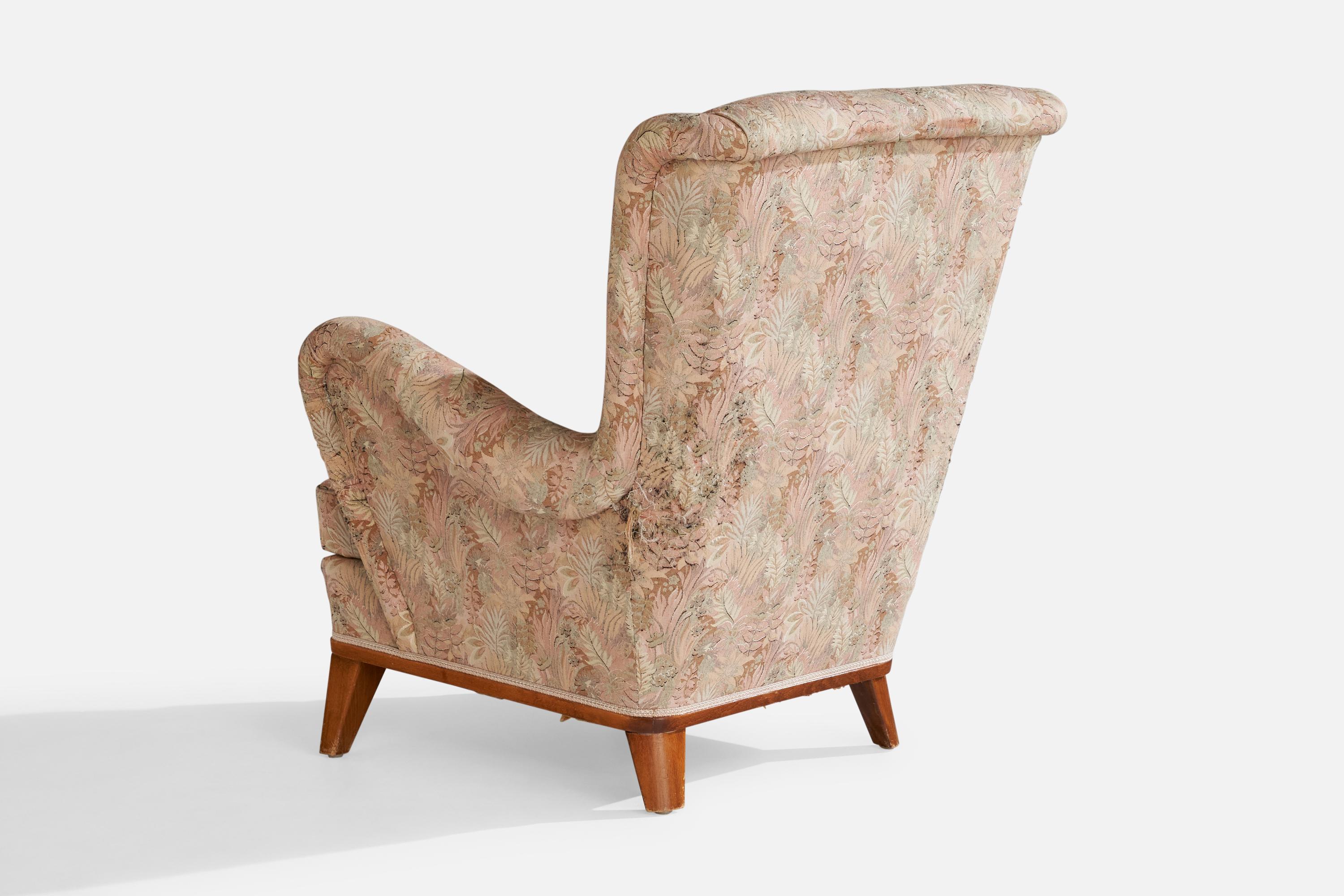 Designer suédois, fauteuils de salon, chêne, tissu, Suède, années 1940 en vente 4