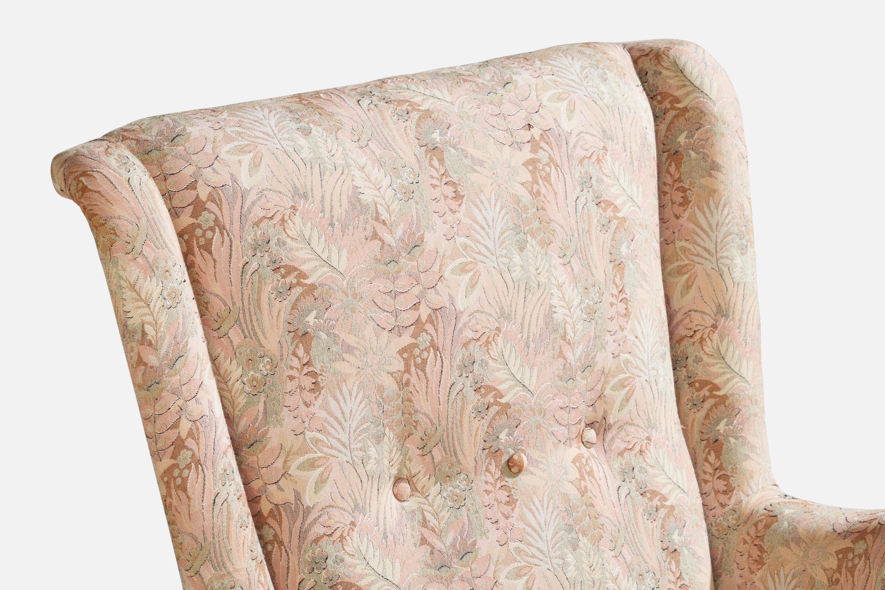 Designer suédois, fauteuils de salon, chêne, tissu, Suède, années 1940 en vente 7