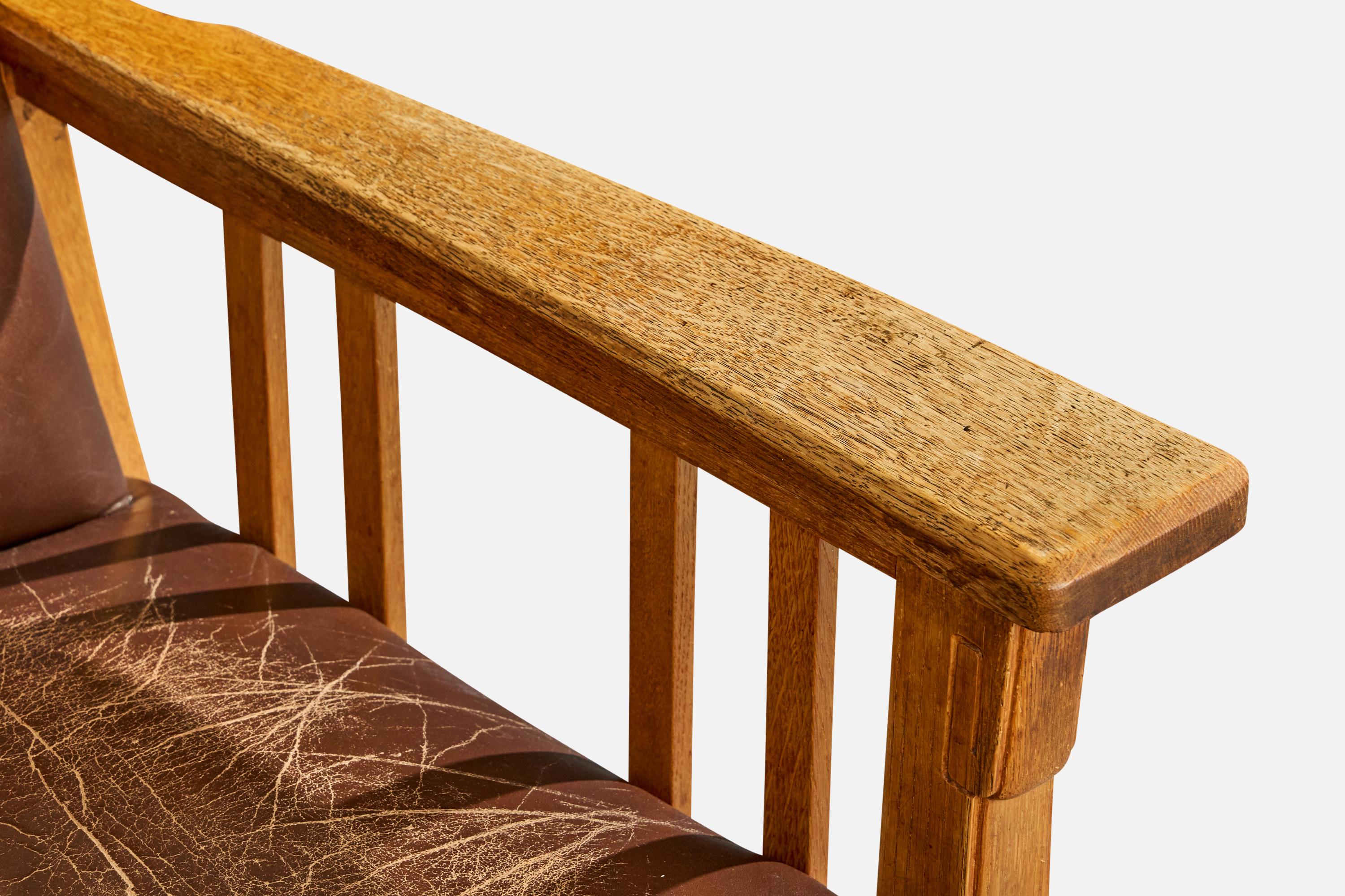 Designer suédois, chaises longues, Oak Oak, cuir, Suède, années 1910 en vente 3