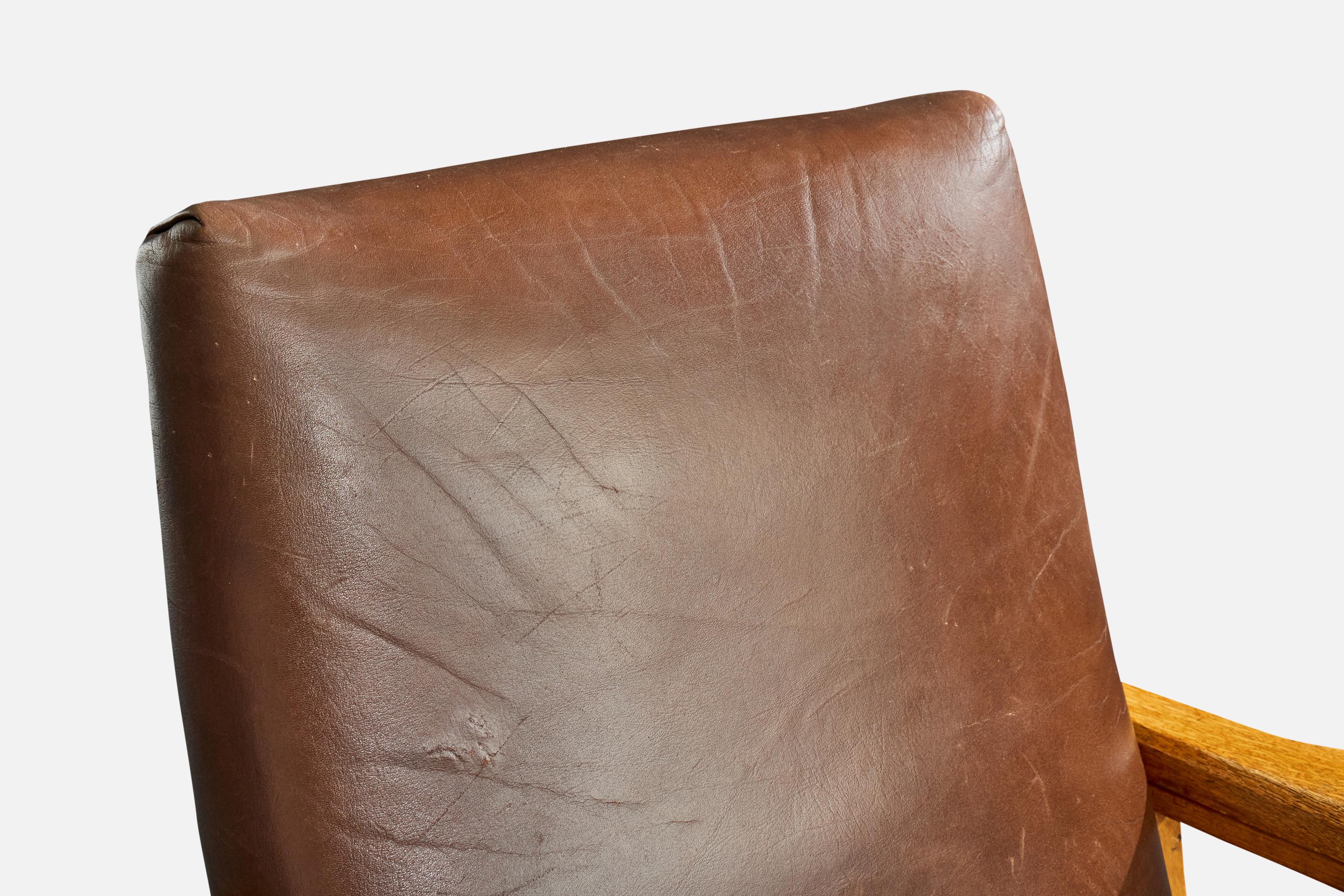 Designer suédois, chaises longues, Oak Oak, cuir, Suède, années 1910 en vente 2