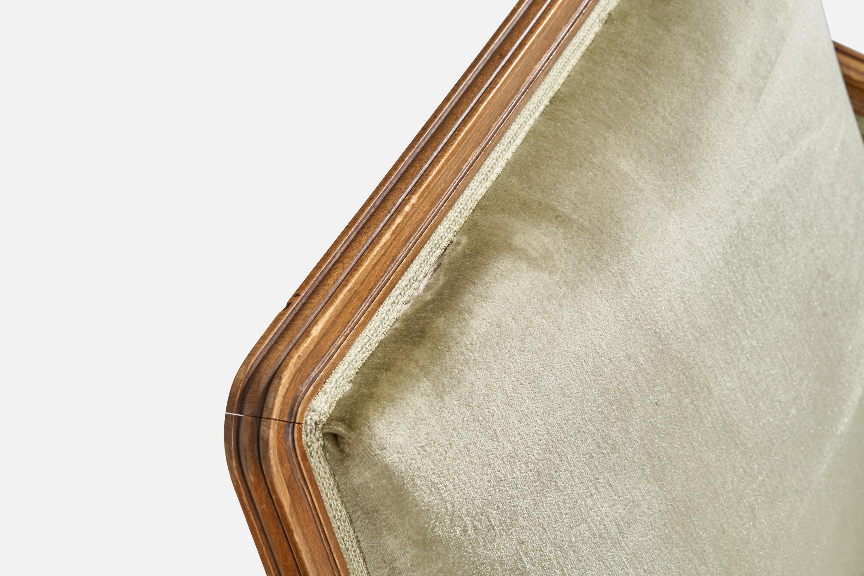 Swedish Designer, Lounge Chairs, Oak, Velvet, Sweden, 1930s For Sale 8