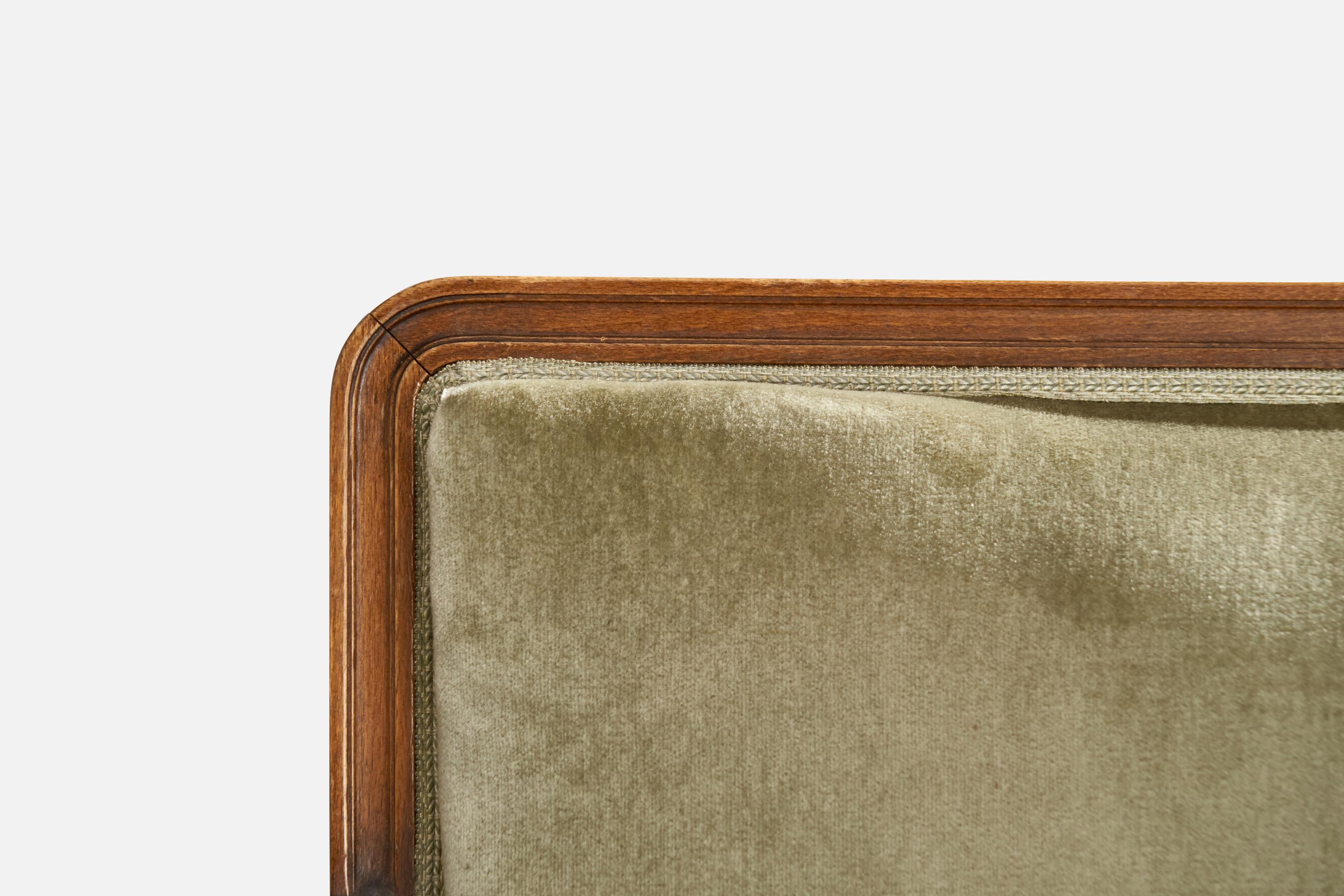 Swedish Designer, Lounge Chairs, Oak, Velvet, Sweden, 1930s For Sale 10