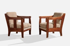 Designer suédois, fauteuils de salon, pin, tissu, Suède, 1900