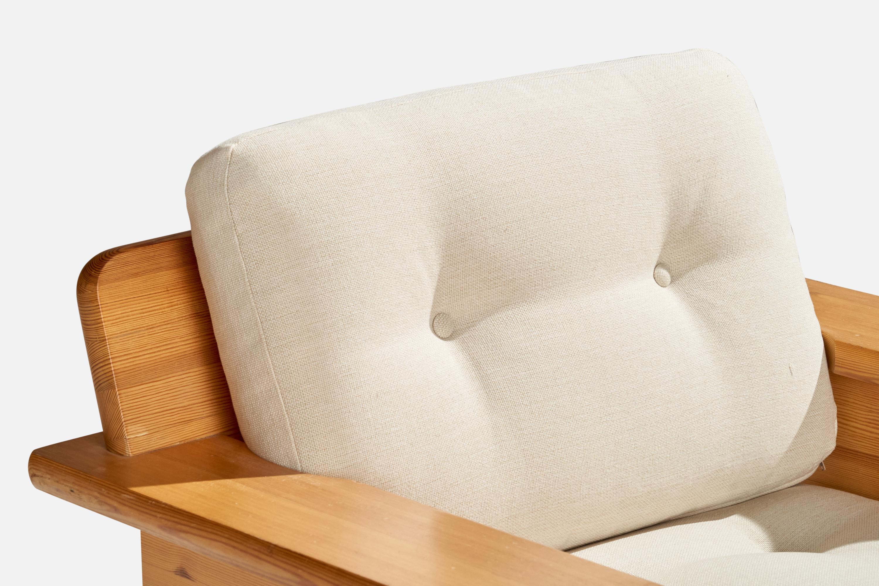 Designer suédois, fauteuils de salon, pin, tissu, Suède, 1970 en vente 6