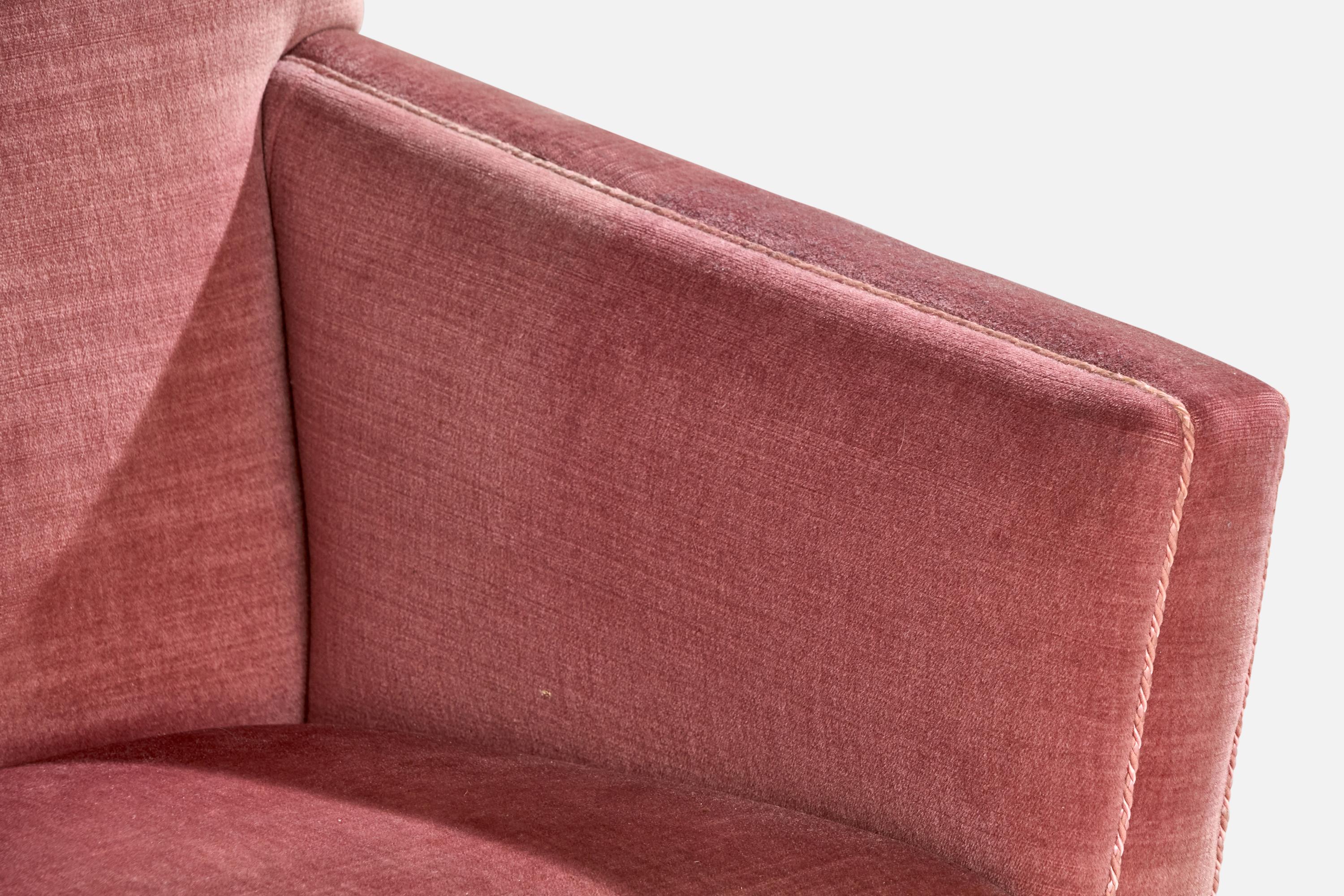 Swedish Designer, Lounge Chairs, Velvet, Oak, Sweden, 1930s For Sale 5