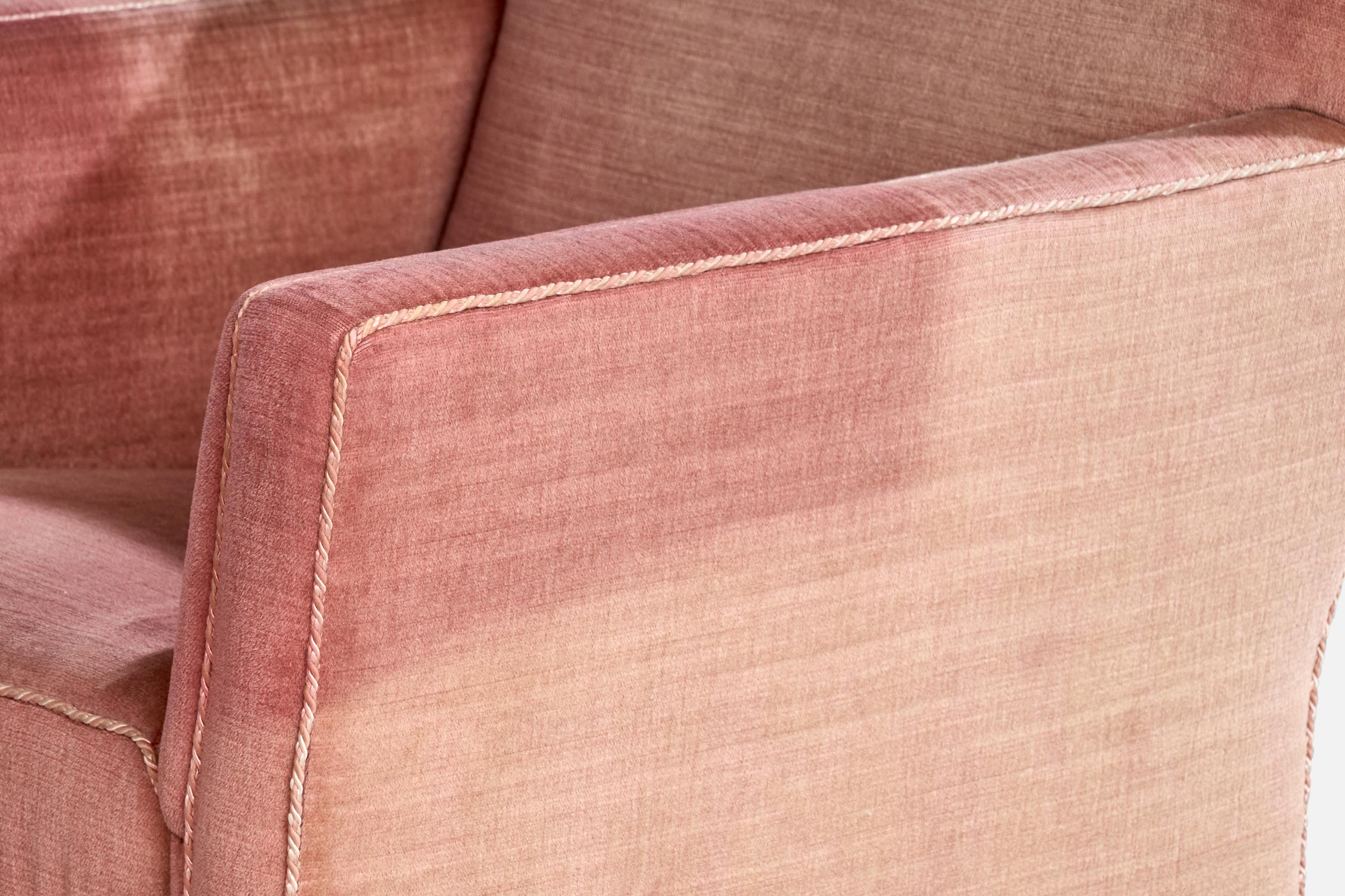 Swedish Designer, Lounge Chairs, Velvet, Oak, Sweden, 1930s For Sale 11