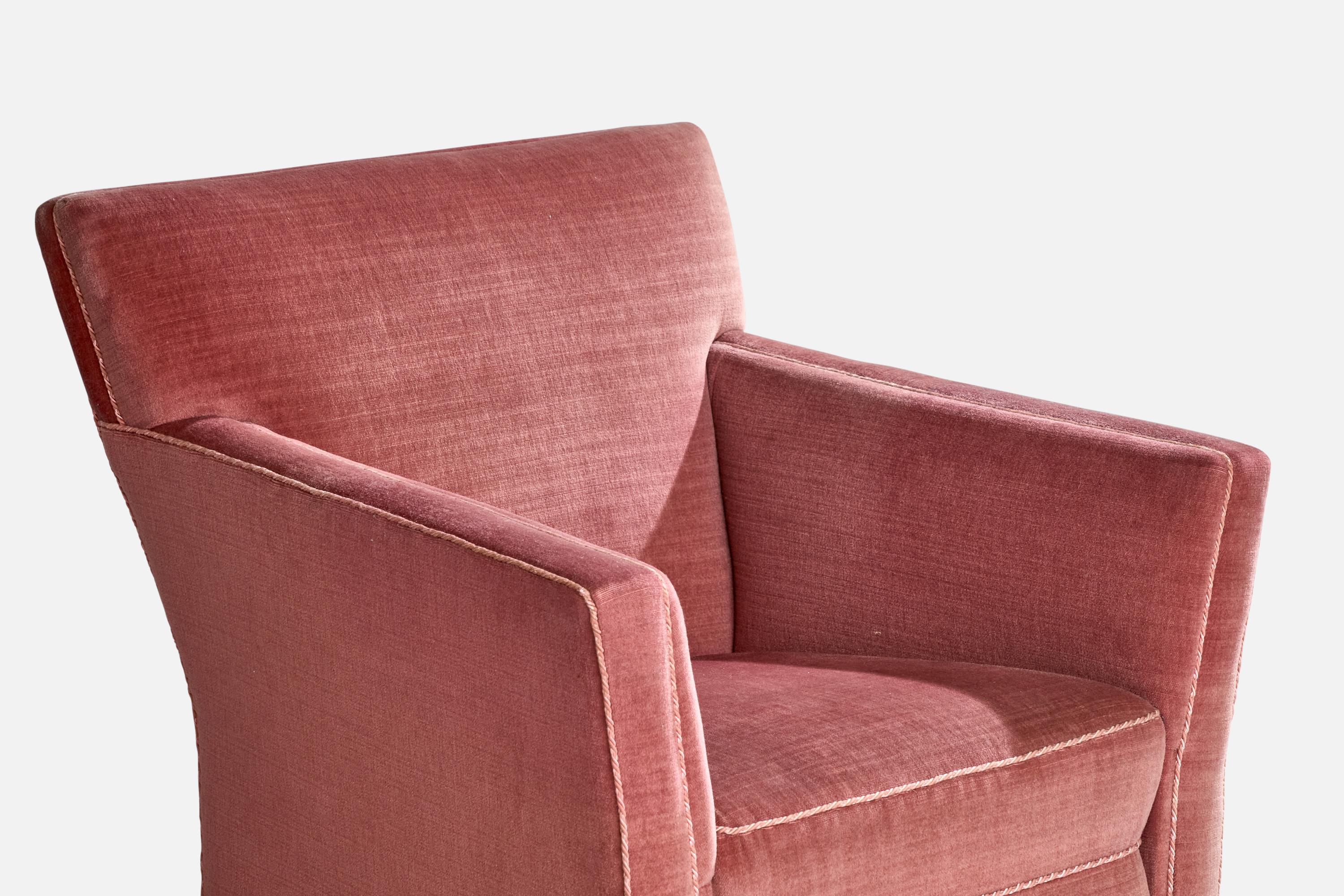 Swedish Designer, Lounge Chairs, Velvet, Oak, Sweden, 1930s For Sale 3