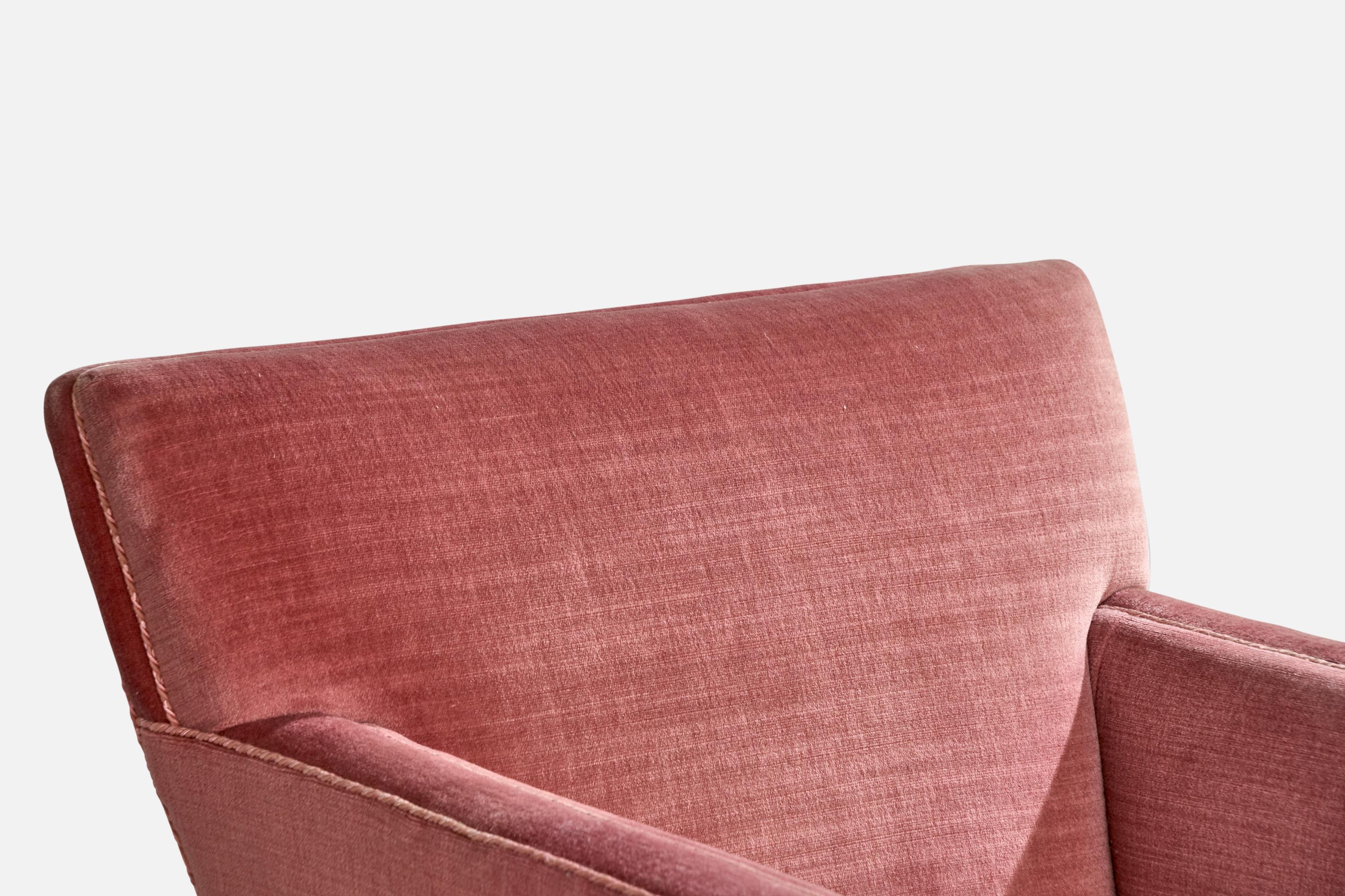 Swedish Designer, Lounge Chairs, Velvet, Oak, Sweden, 1930s For Sale 4