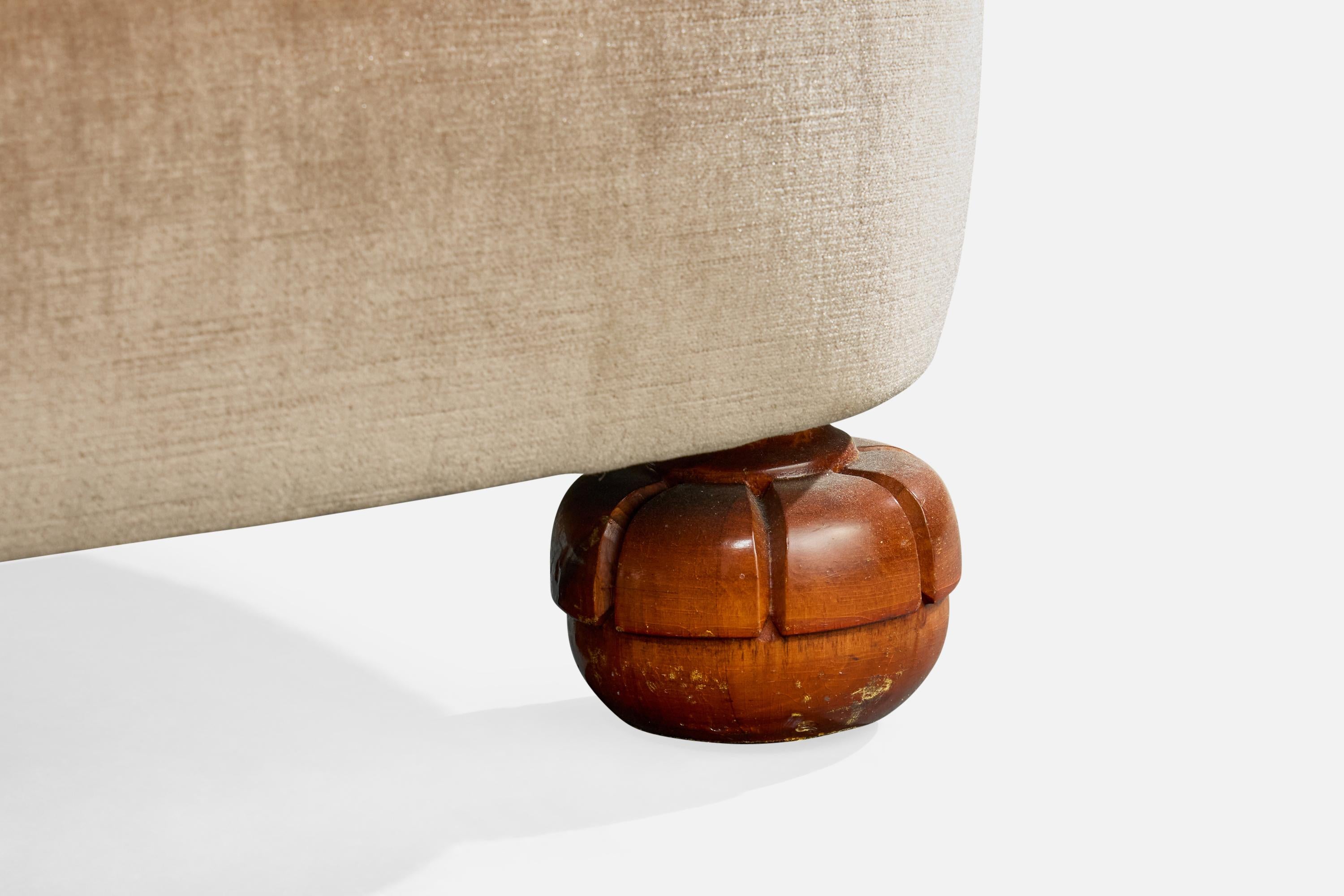 Designer suédois, fauteuils de salon, velours, bois, Suède, années 1940 en vente 6