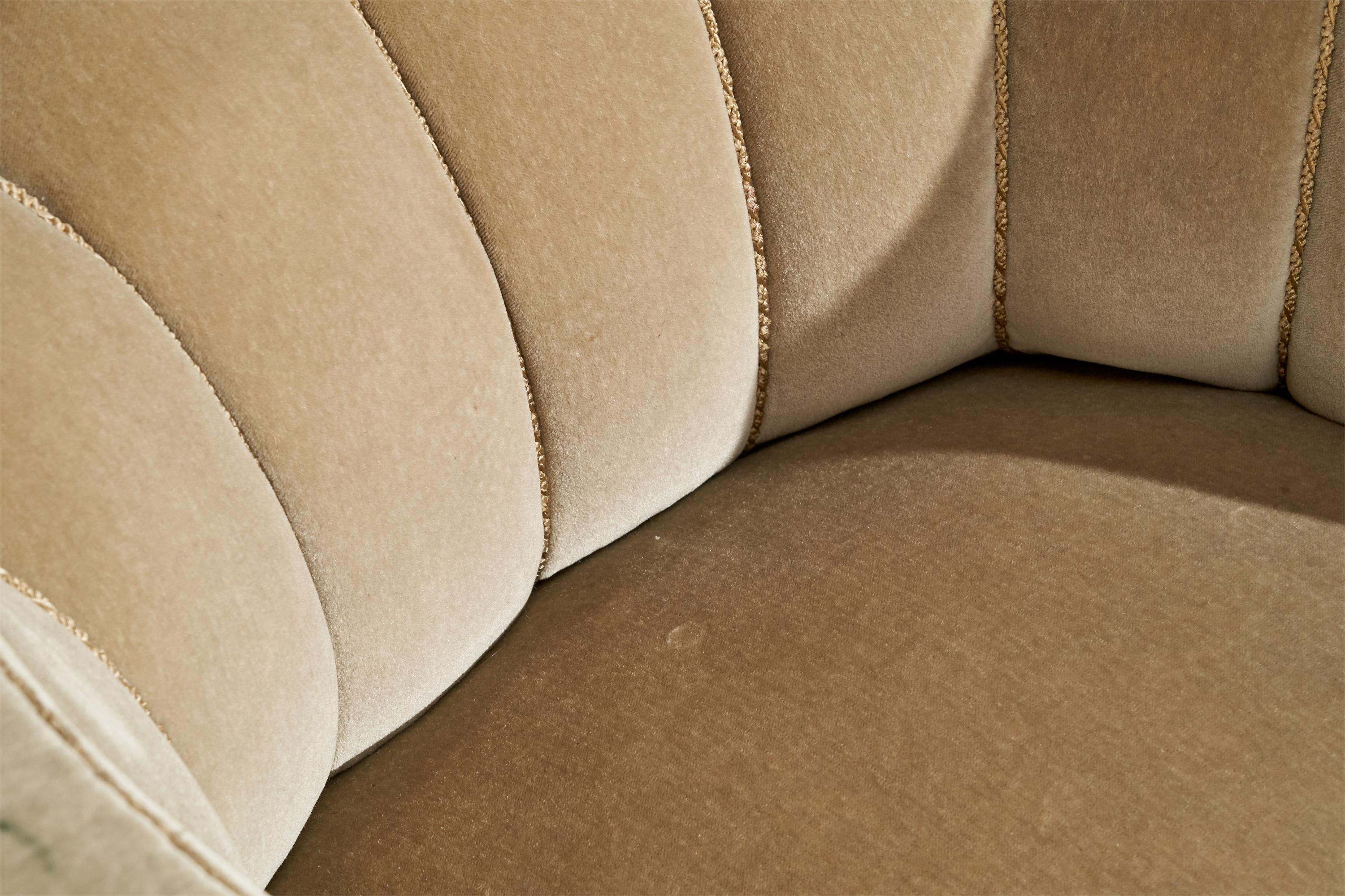 Scandinavian Modern Swedish Designer, Lounge Chairs, Velvet, Wood, Sweden, 1940s For Sale