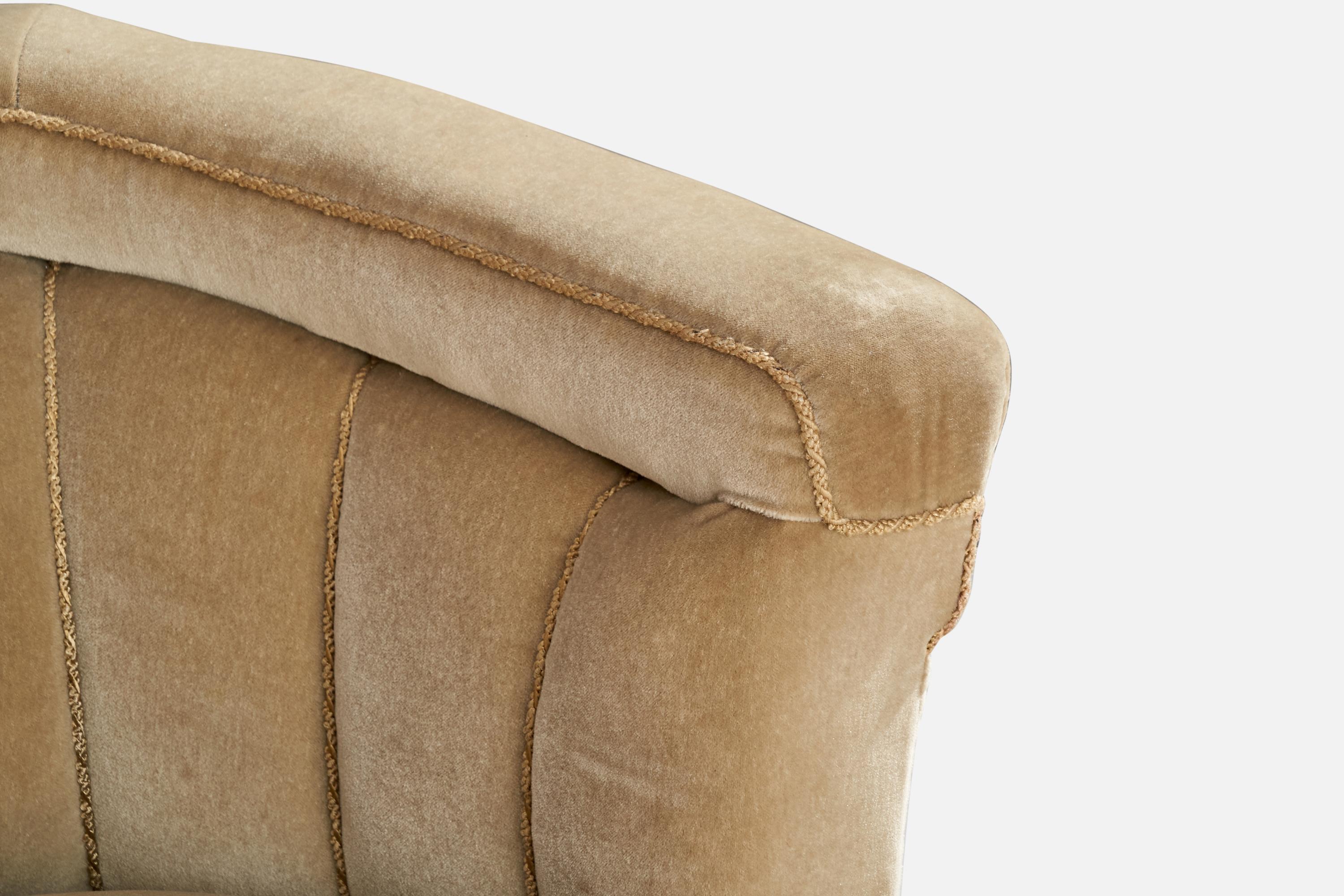 Swedish Designer, Lounge Chairs, Velvet, Wood, Sweden, 1940s In Fair Condition For Sale In High Point, NC