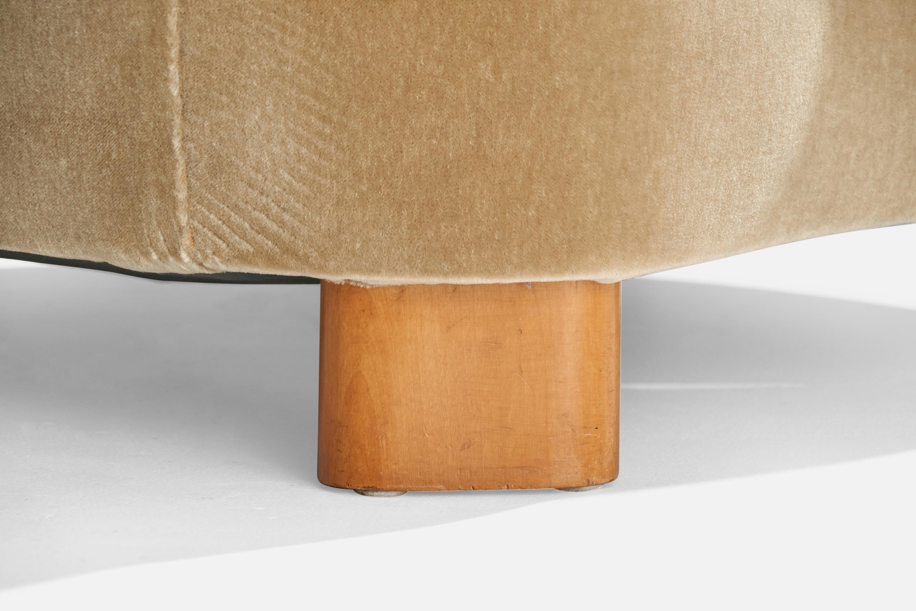 Swedish Designer, Lounge Chairs, Velvet, Wood, Sweden, 1940s For Sale 2