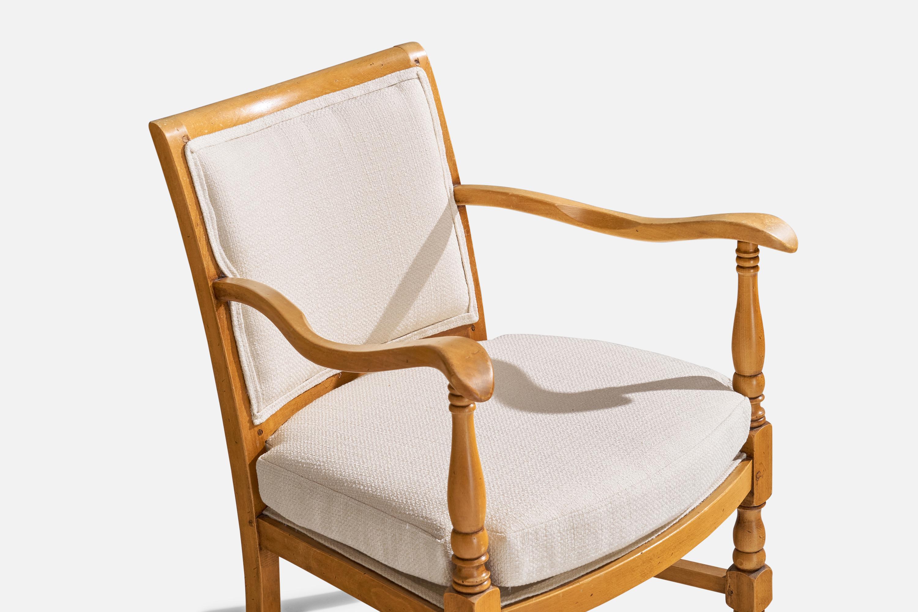 Designer suédois, fauteuils de salon, bois, tissu, Suède, années 1930 en vente 3
