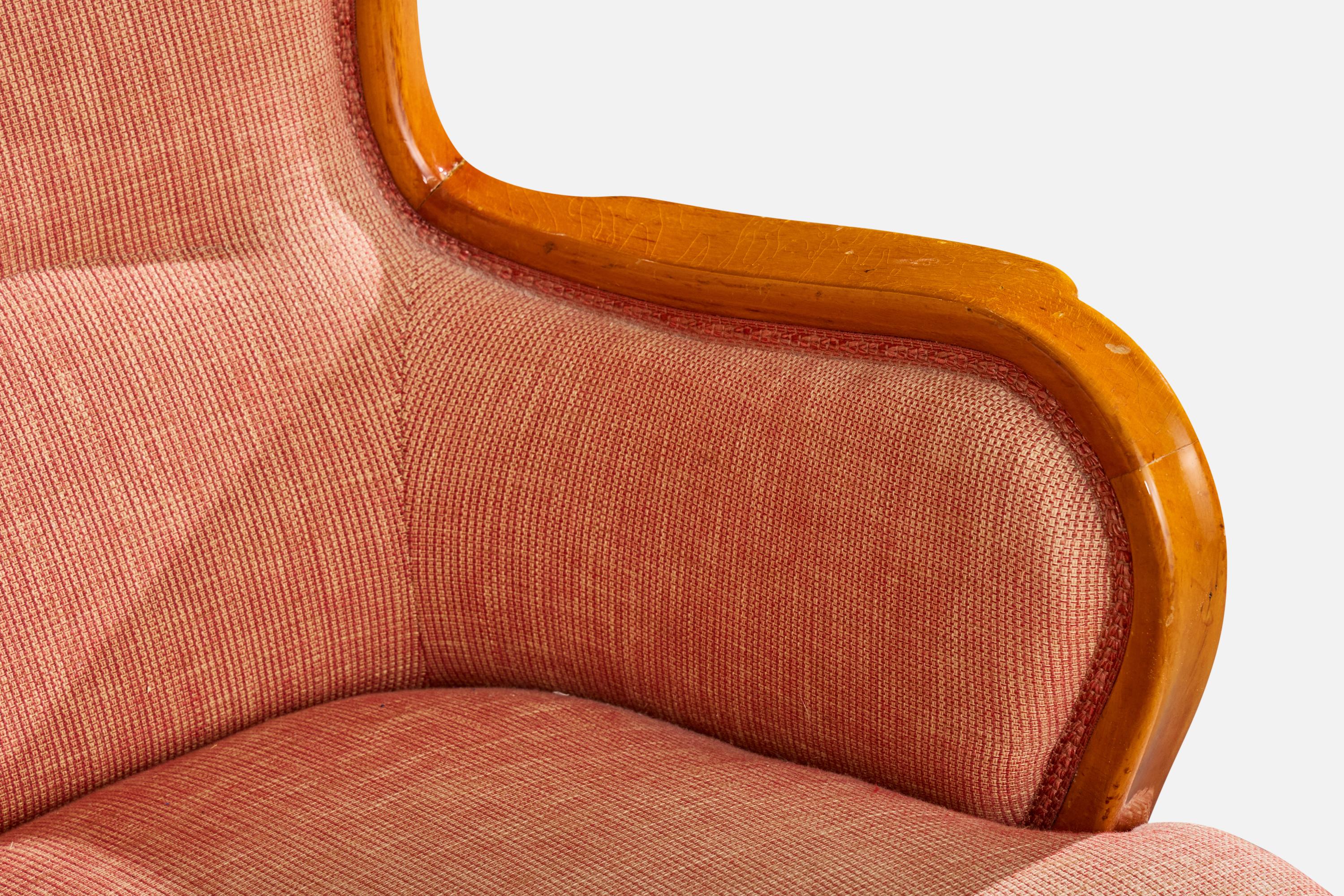 Designer suédois, fauteuils de salon, bois, tissu, Suède, années 1930 en vente 3