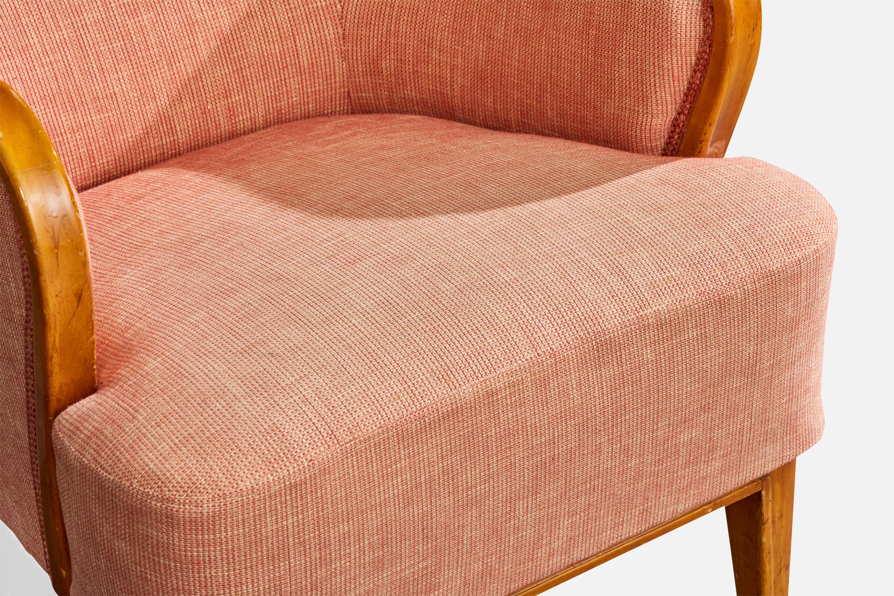 Designer suédois, fauteuils de salon, bois, tissu, Suède, années 1930 en vente 4