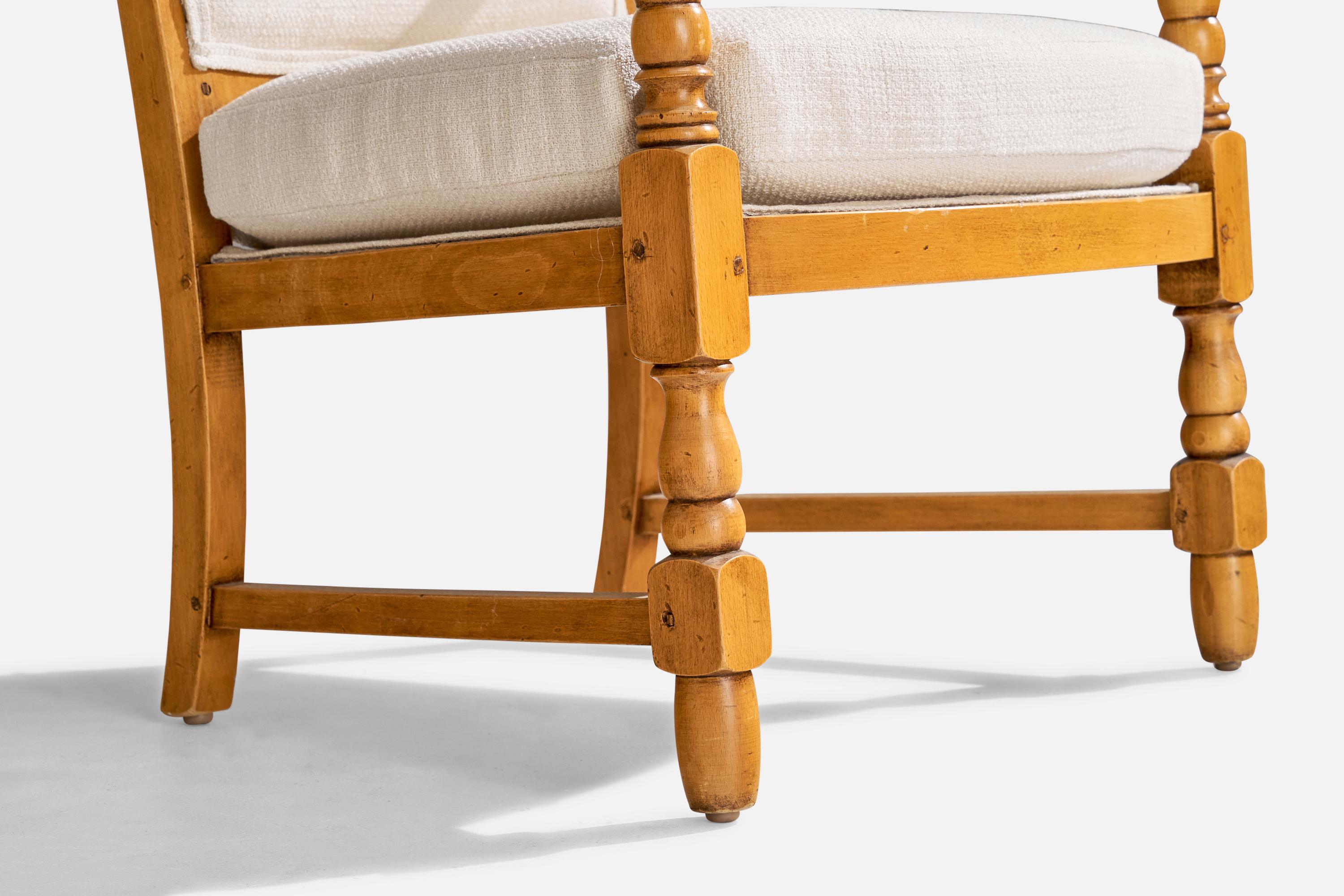 Designer suédois, fauteuils de salon, bois, tissu, Suède, années 1930 Bon état - En vente à High Point, NC