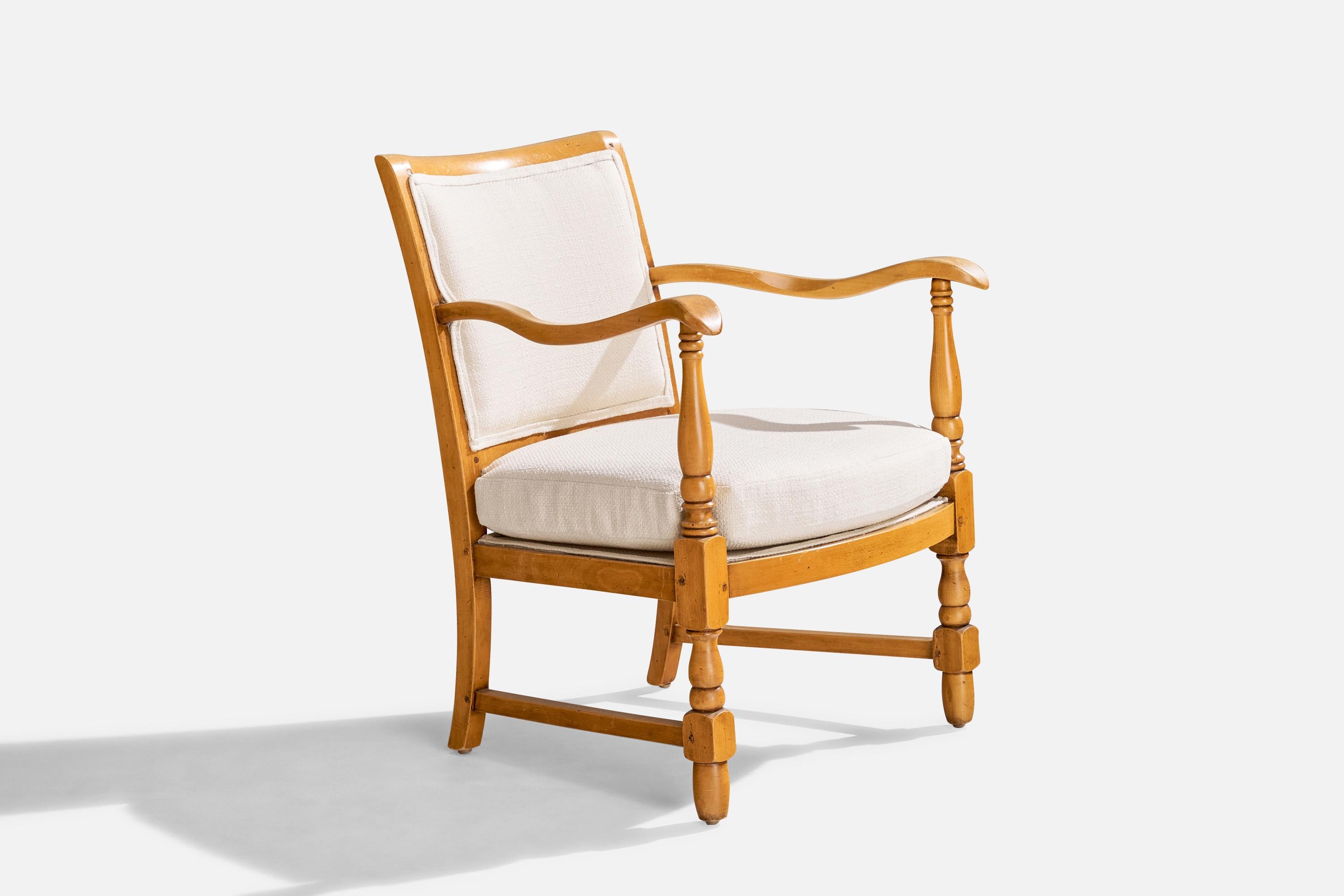 Designer suédois, fauteuils de salon, bois, tissu, Suède, années 1930 en vente 1