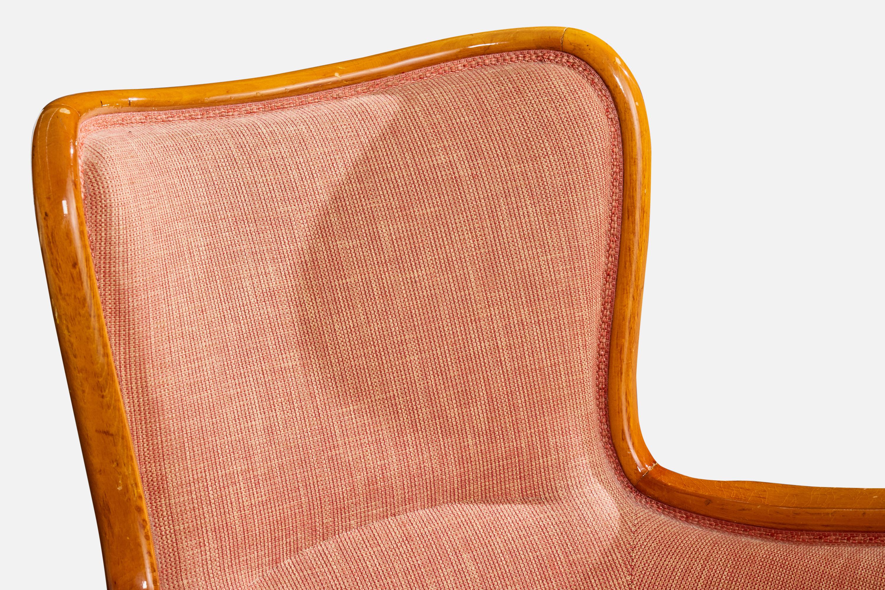 Designer suédois, fauteuils de salon, bois, tissu, Suède, années 1930 en vente 2