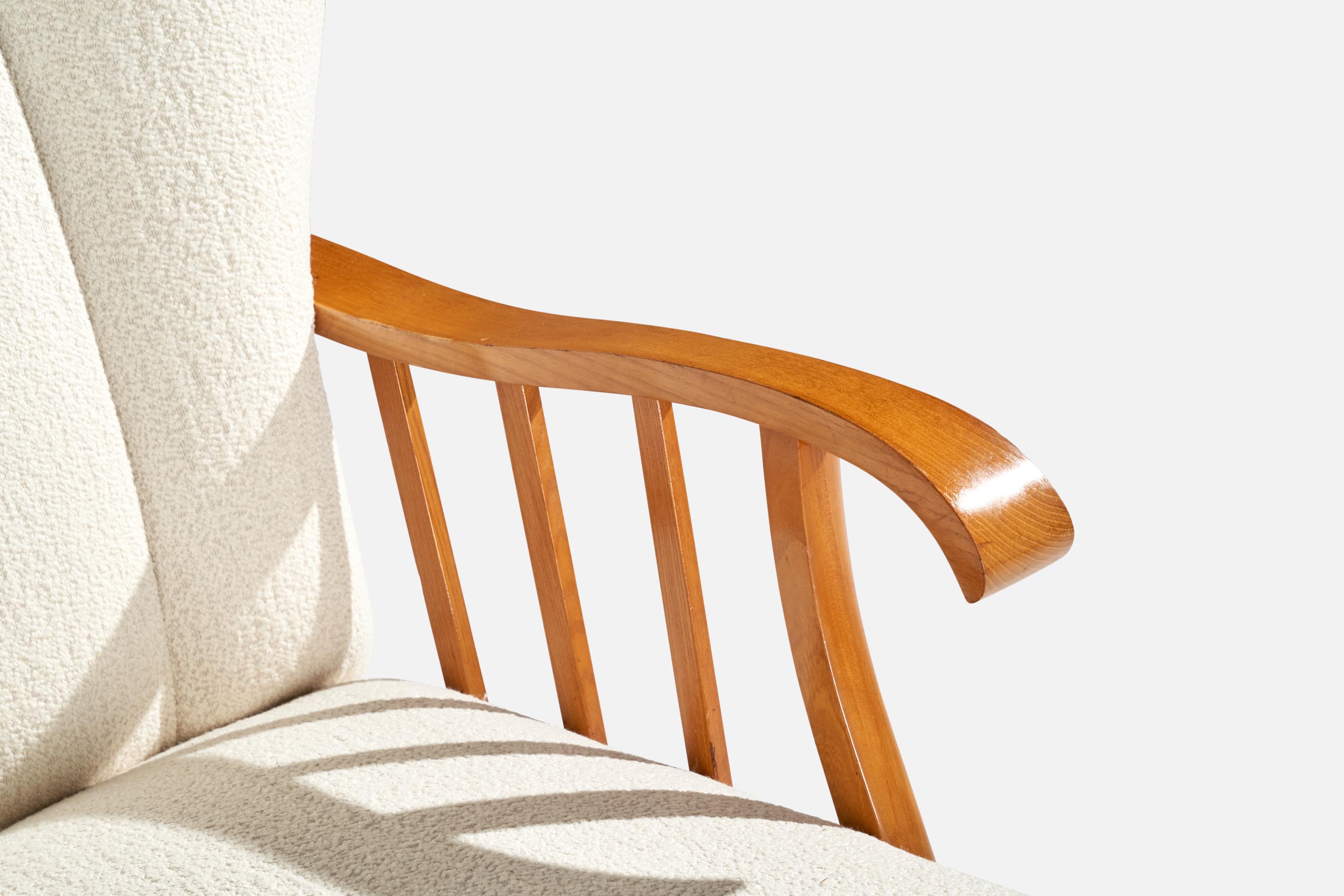 Swedish Designer, Lounge Chairs, Wood, Fabric, Sweden, 1940s For Sale 6