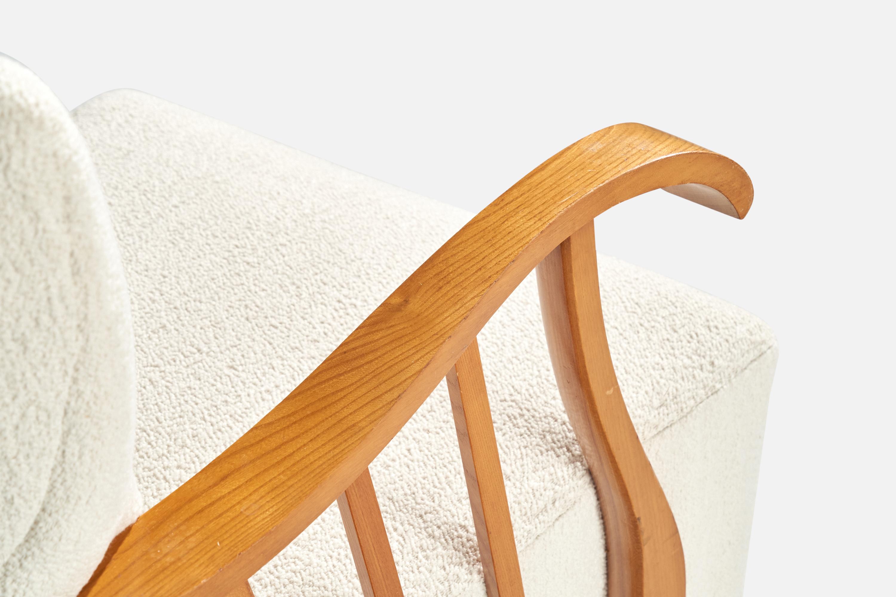 Swedish Designer, Lounge Chairs, Wood, Fabric, Sweden, 1940s For Sale 7