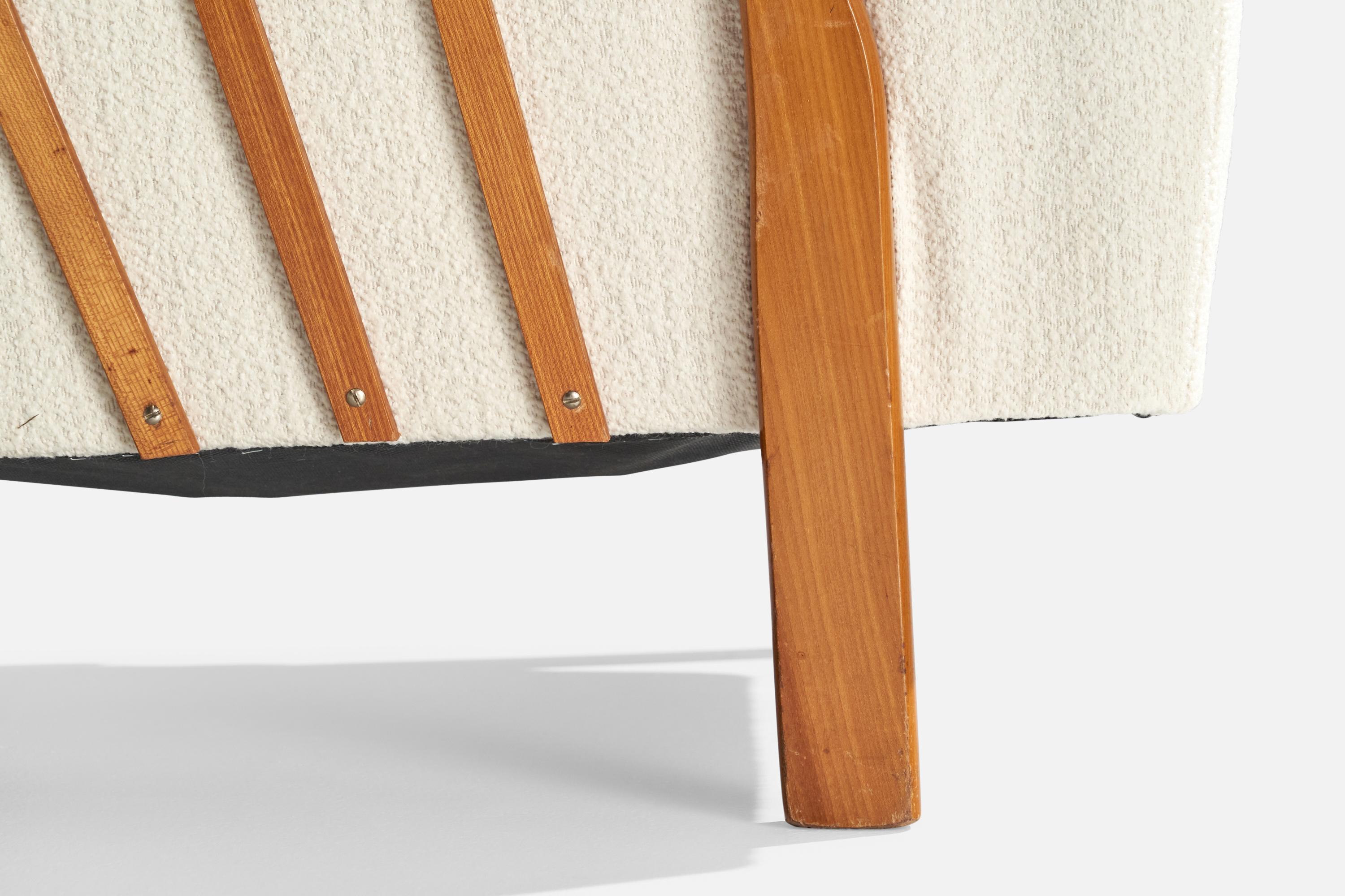 Mid-20th Century Swedish Designer, Lounge Chairs, Wood, Fabric, Sweden, 1940s For Sale