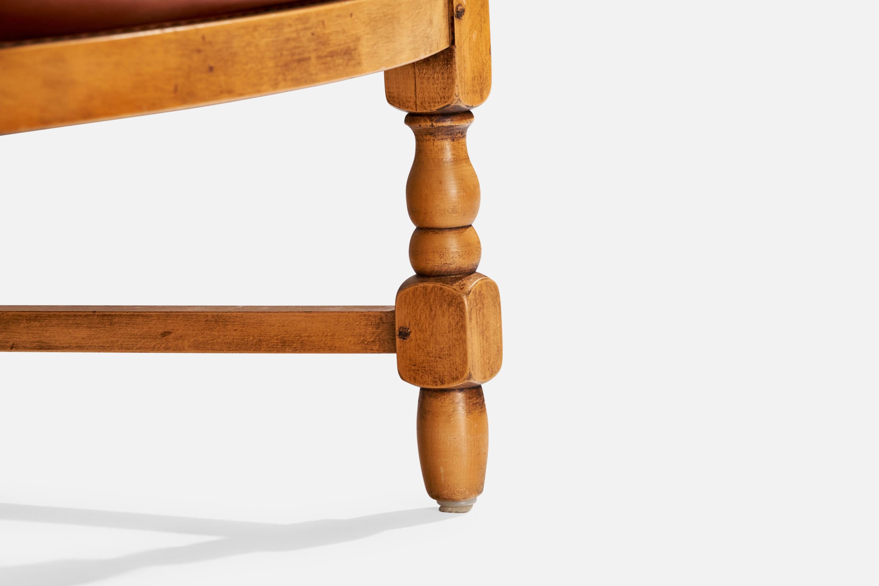 Designer suédois, fauteuils de salon, bois, cuir, Suède, années 1930 en vente 2