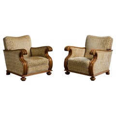 Swedish Designer, Lounge Chairs, Wood, Sweden, 1930s