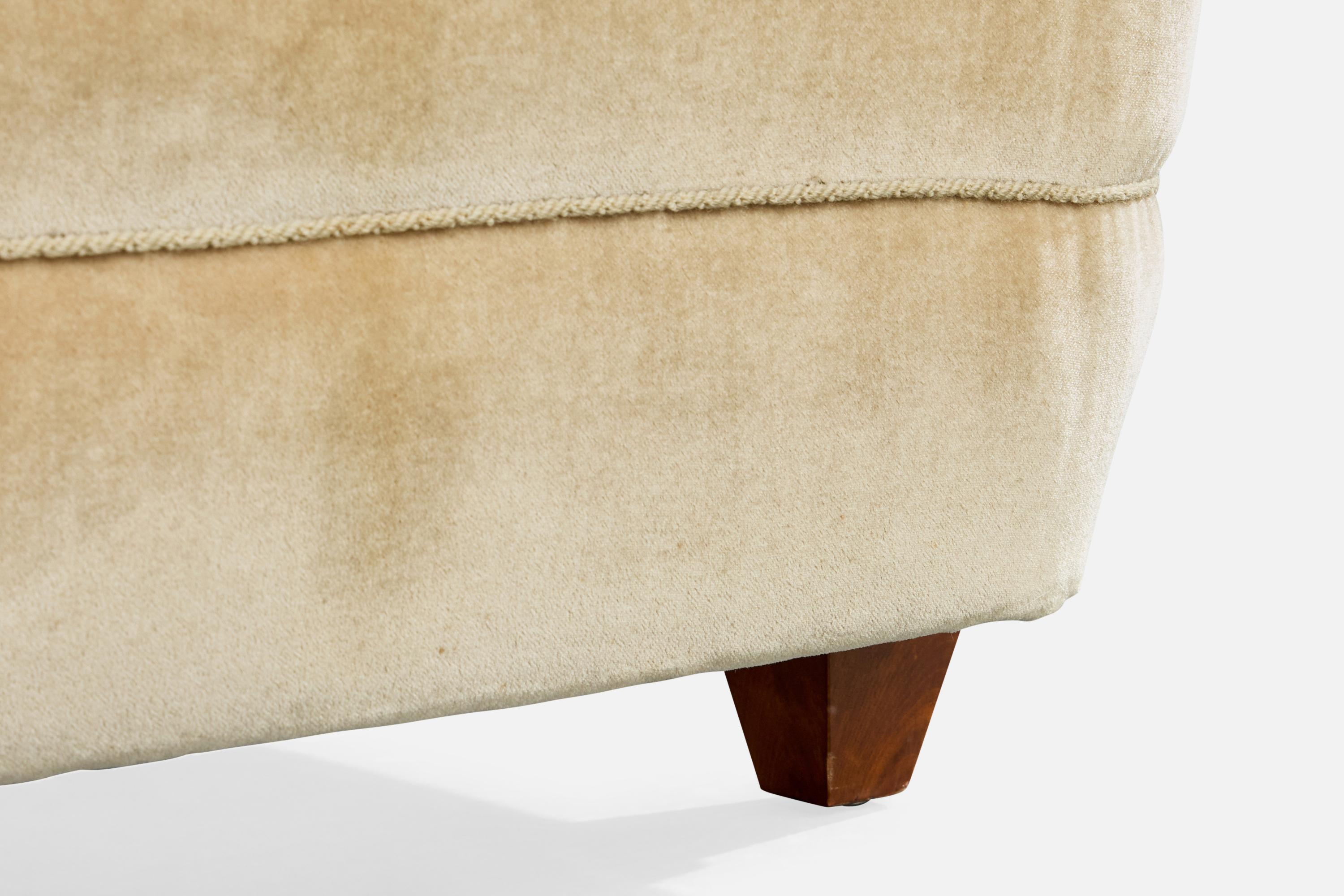 Schwedischer Designer, Lounge-Sessel, Holz, Samt, Schweden, 1950er Jahre im Angebot 8