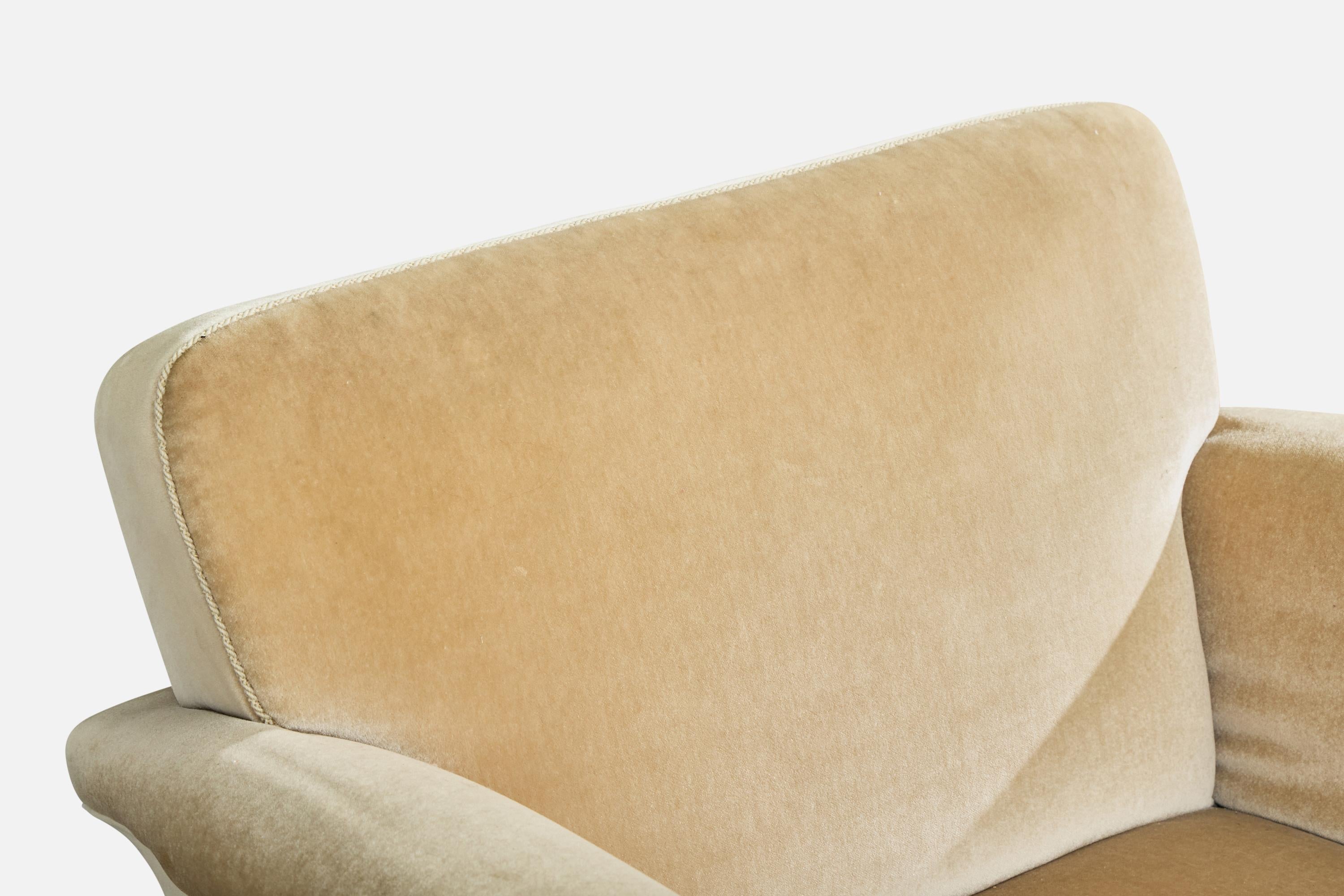 Schwedischer Designer, Lounge-Sessel, Holz, Samt, Schweden, 1950er Jahre im Angebot 4