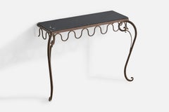 Console bassa di design svedese, ferro, legno, Svezia, anni '60