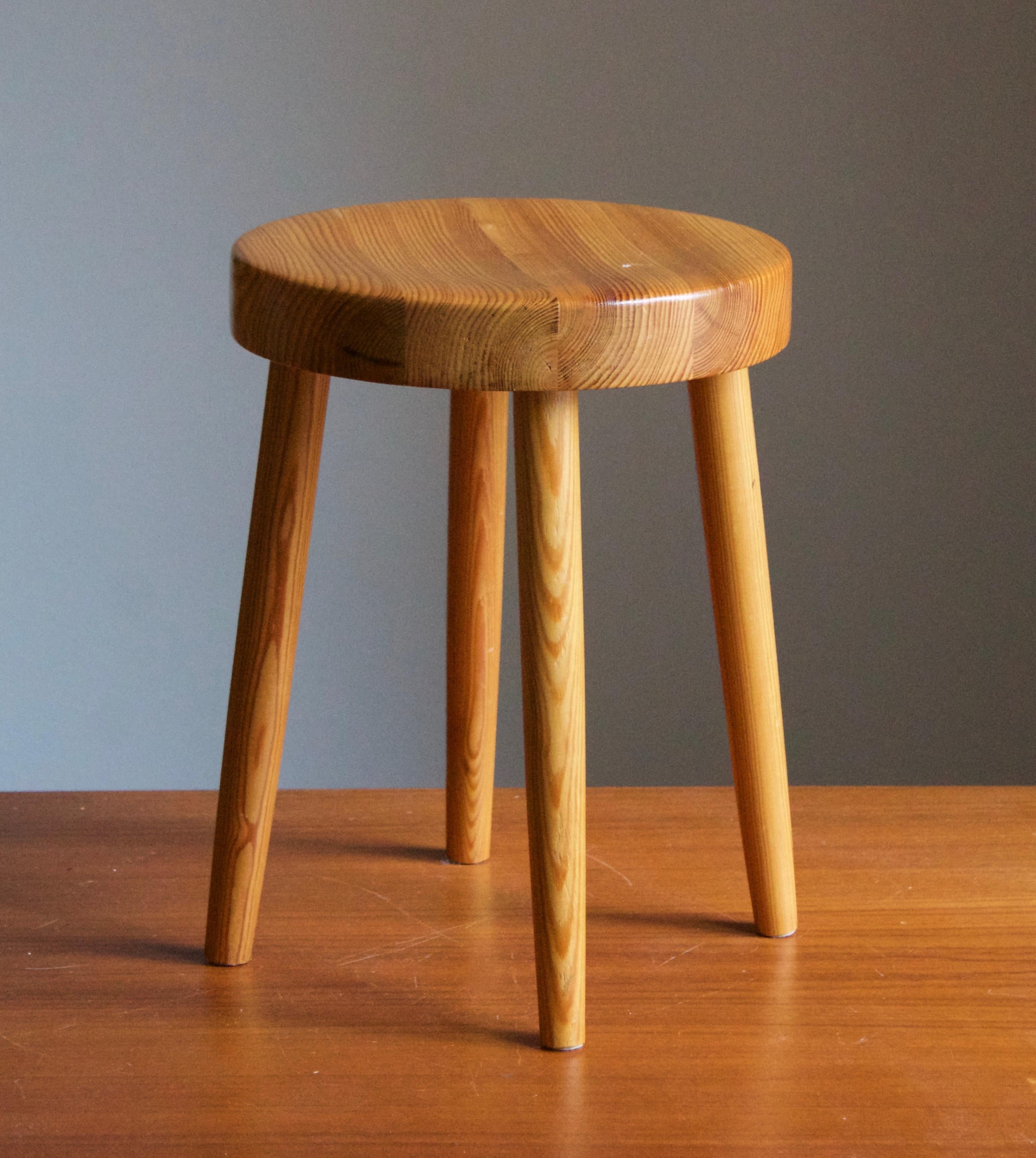 A Swedish pinewood stool. By unknown designer, 1970s.





