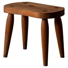 Swedish Designer, Minimalist Stool, Pine, Sweden, 1960s